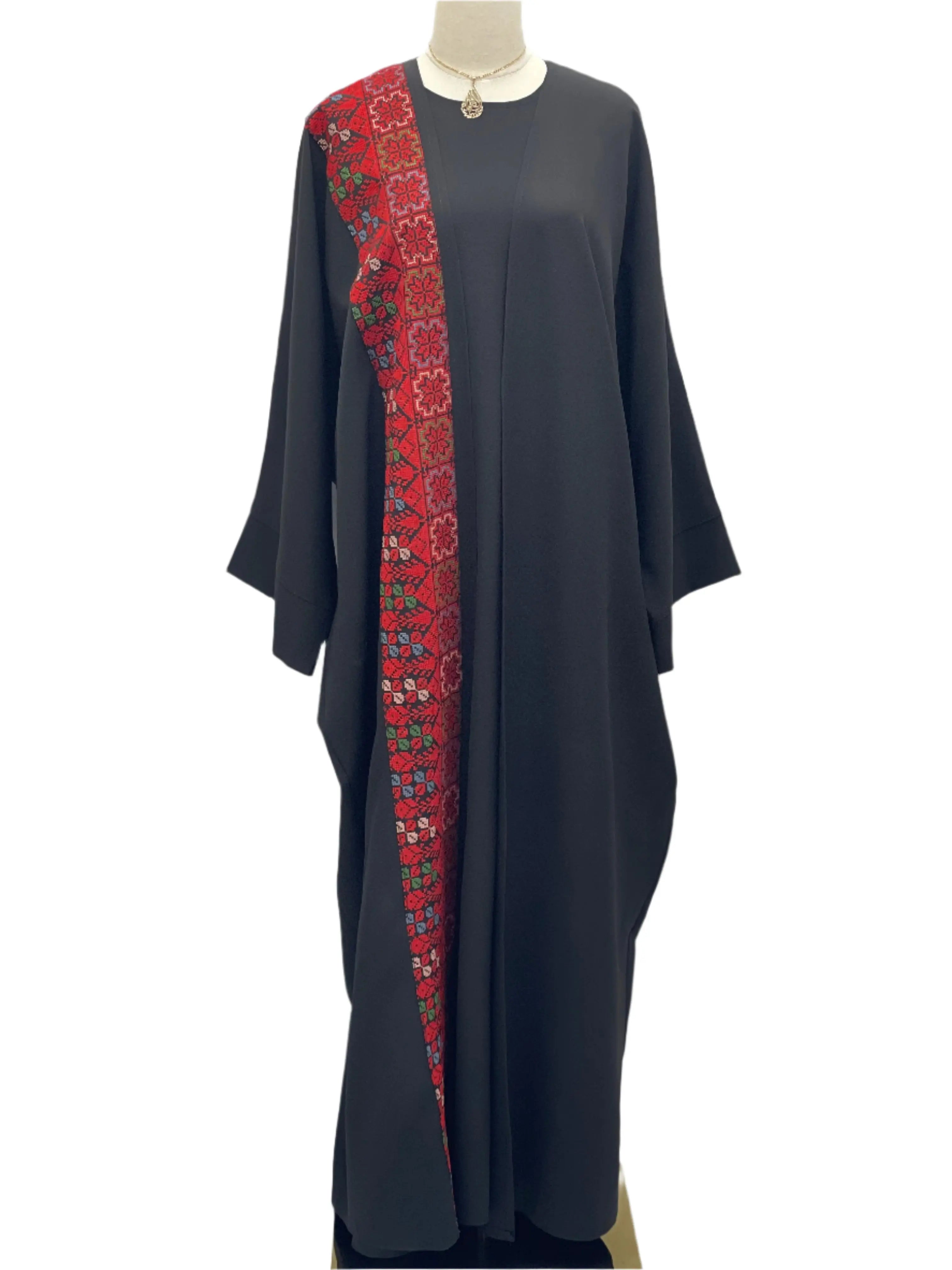 Palestinian Elegance 2-Piece Embroidered Abaya Set Palestinian Elegance