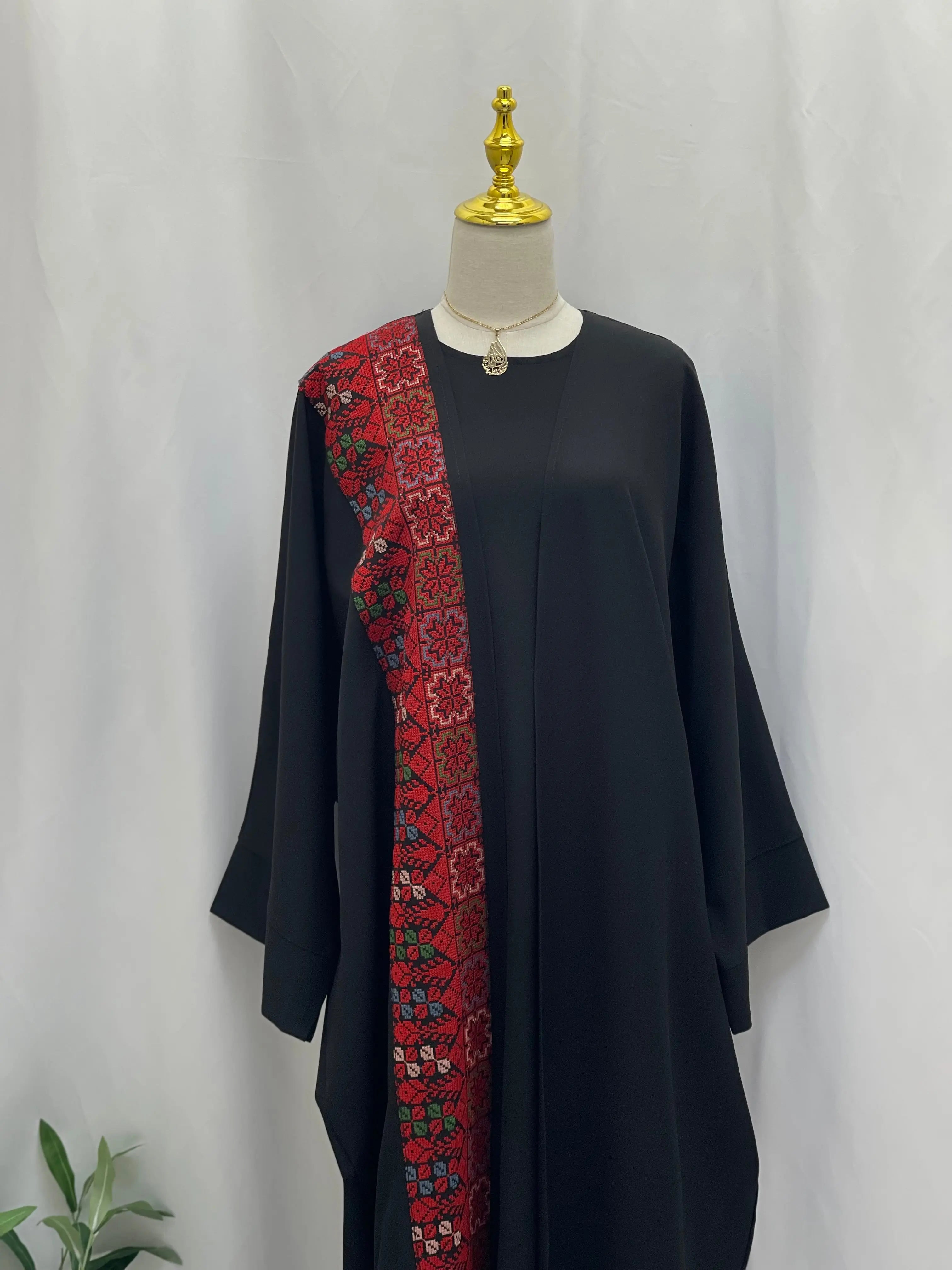 Palestinian Elegance 2-Piece Embroidered Abaya Set Palestinian Elegance