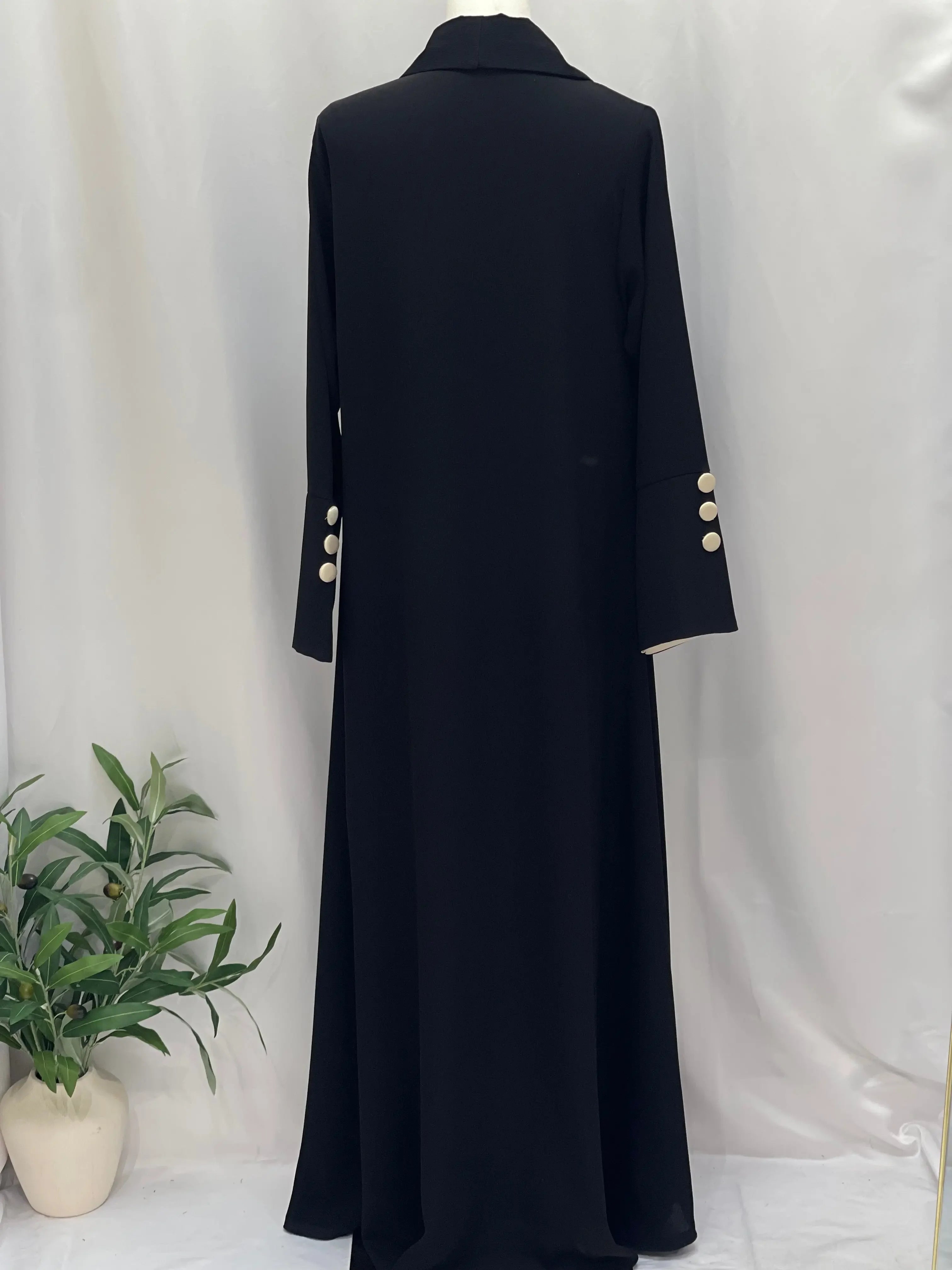 Palestinian Elegance Black Abaya with Gold Accents Palestinian Elegance
