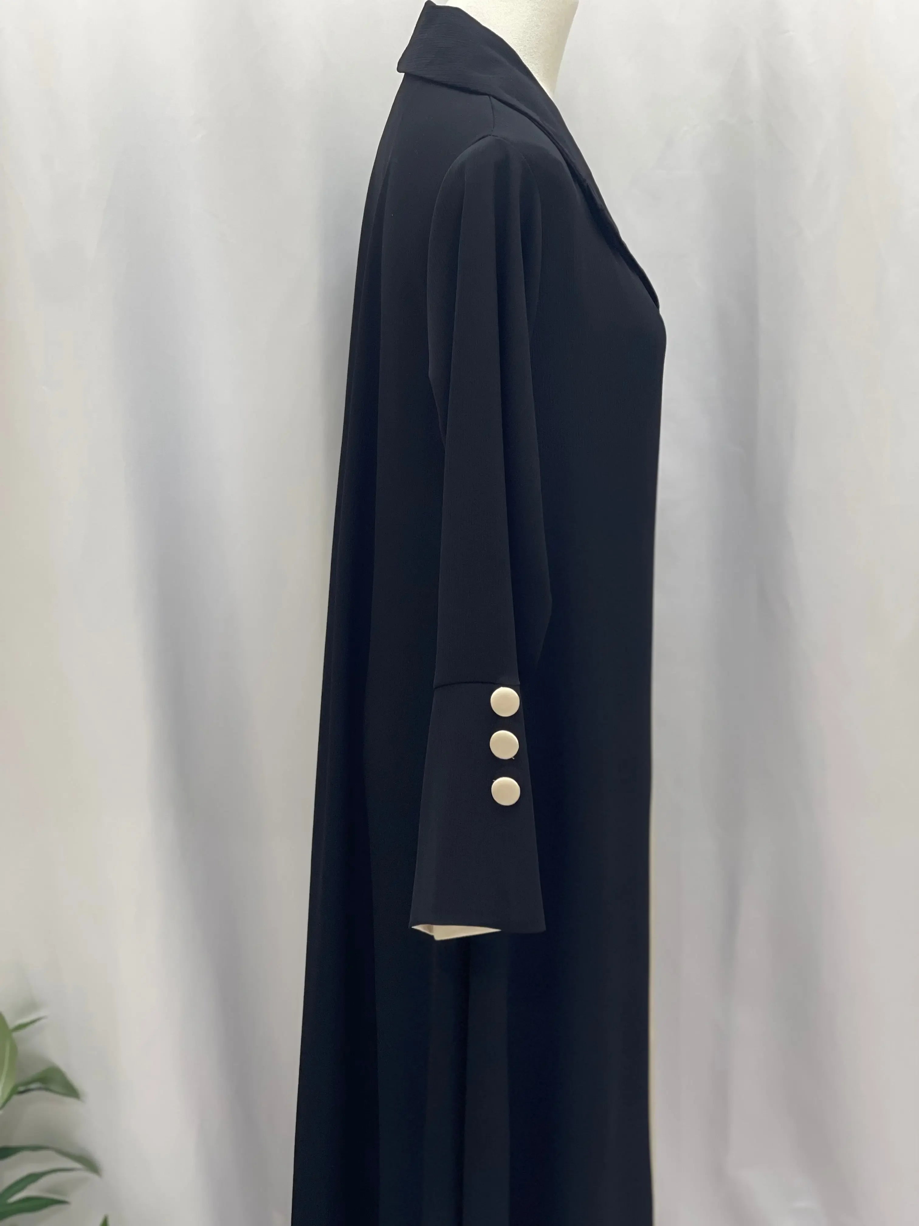 Palestinian Elegance Black Abaya with Gold Accents Palestinian Elegance