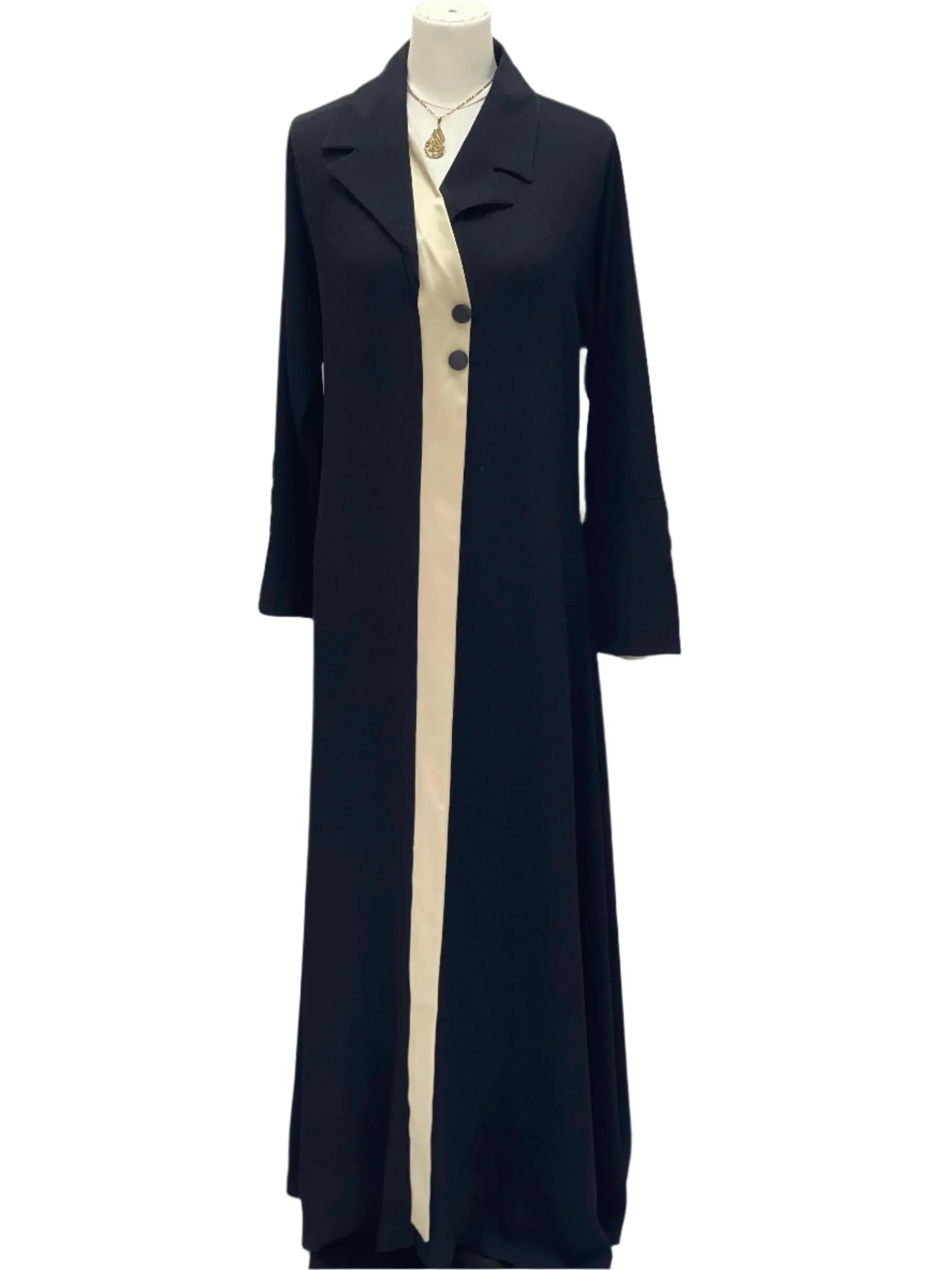 Palestinian Elegance Black Abaya with Gold Accents Palestinian Elegance