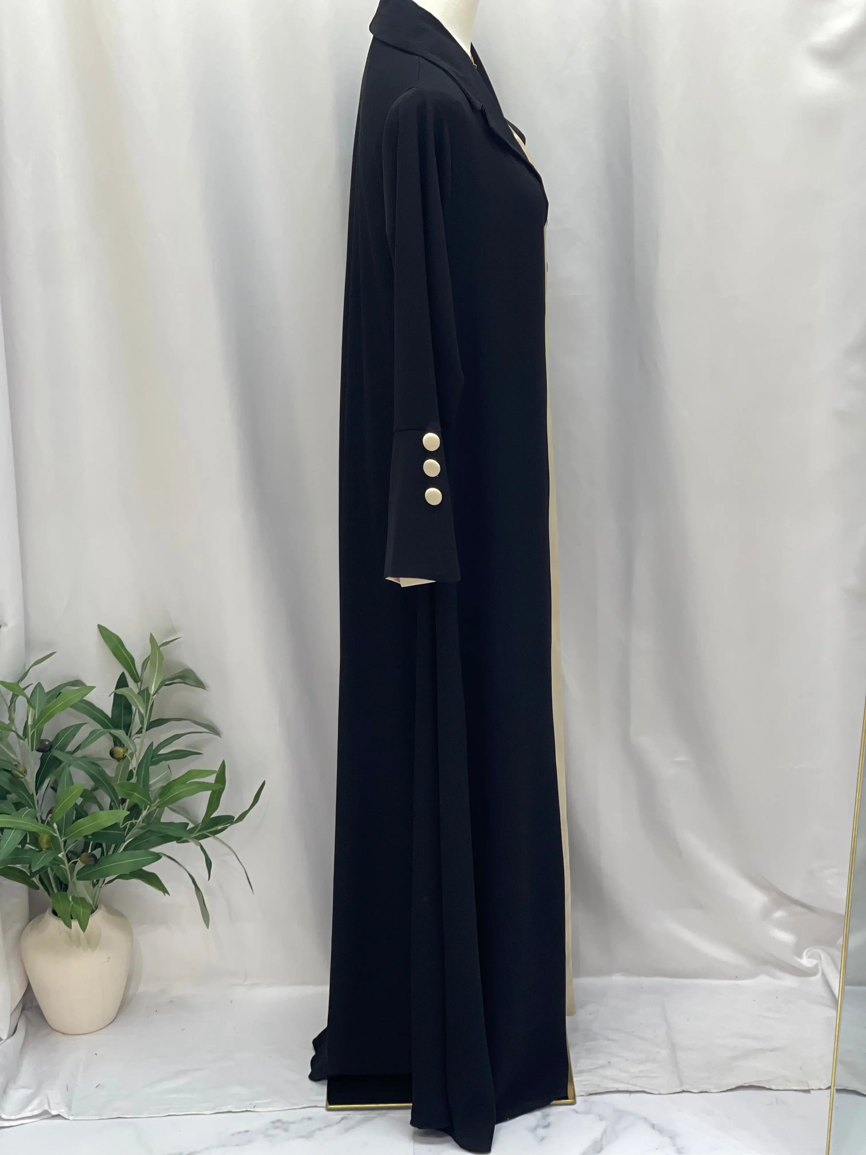 Palestinian Elegance Black Abaya with Gold Accents Palestinian Elegance