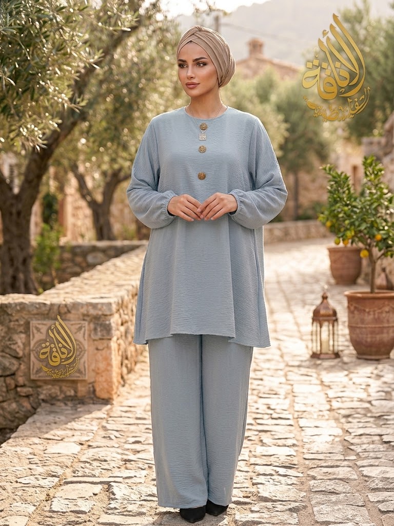 Modest Women's Long Tunic & Pant Set - Contemporary & Stylish