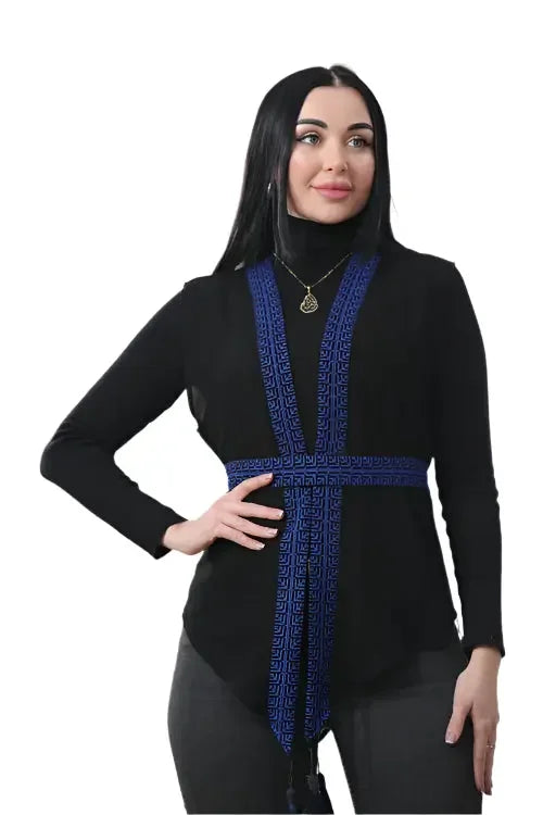 Bold and Beautiful: Chiffon Vest with Vibrant Embroidery Palestinian Elegance