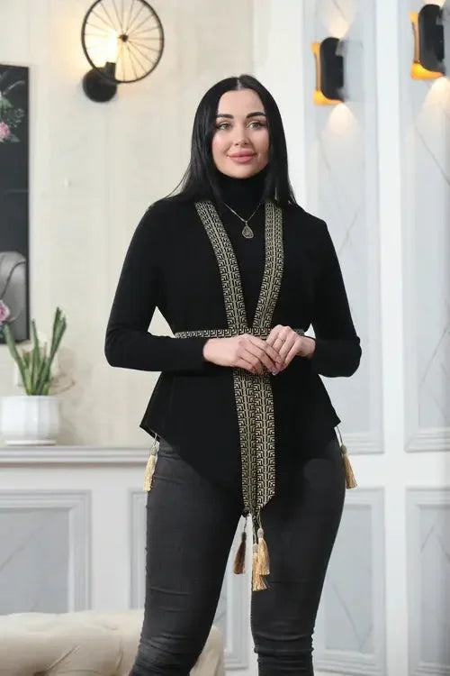 Bold and Beautiful: Chiffon Vest with Vibrant Embroidery Palestinian Elegance