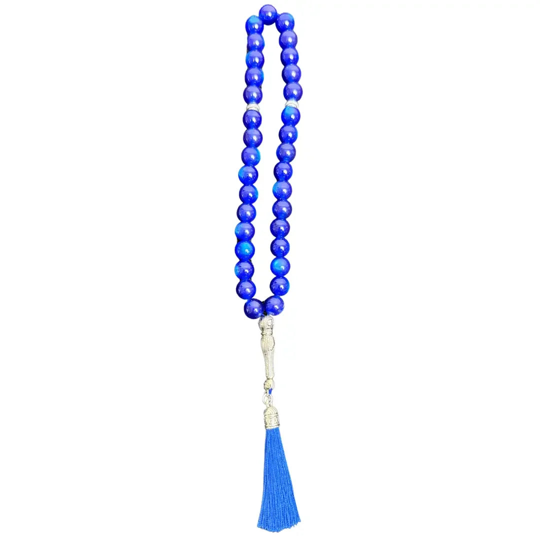 Colorful Tasbeeh Beads with Silver Accents - Multi Variants | 28 cm Palestinian Elegance