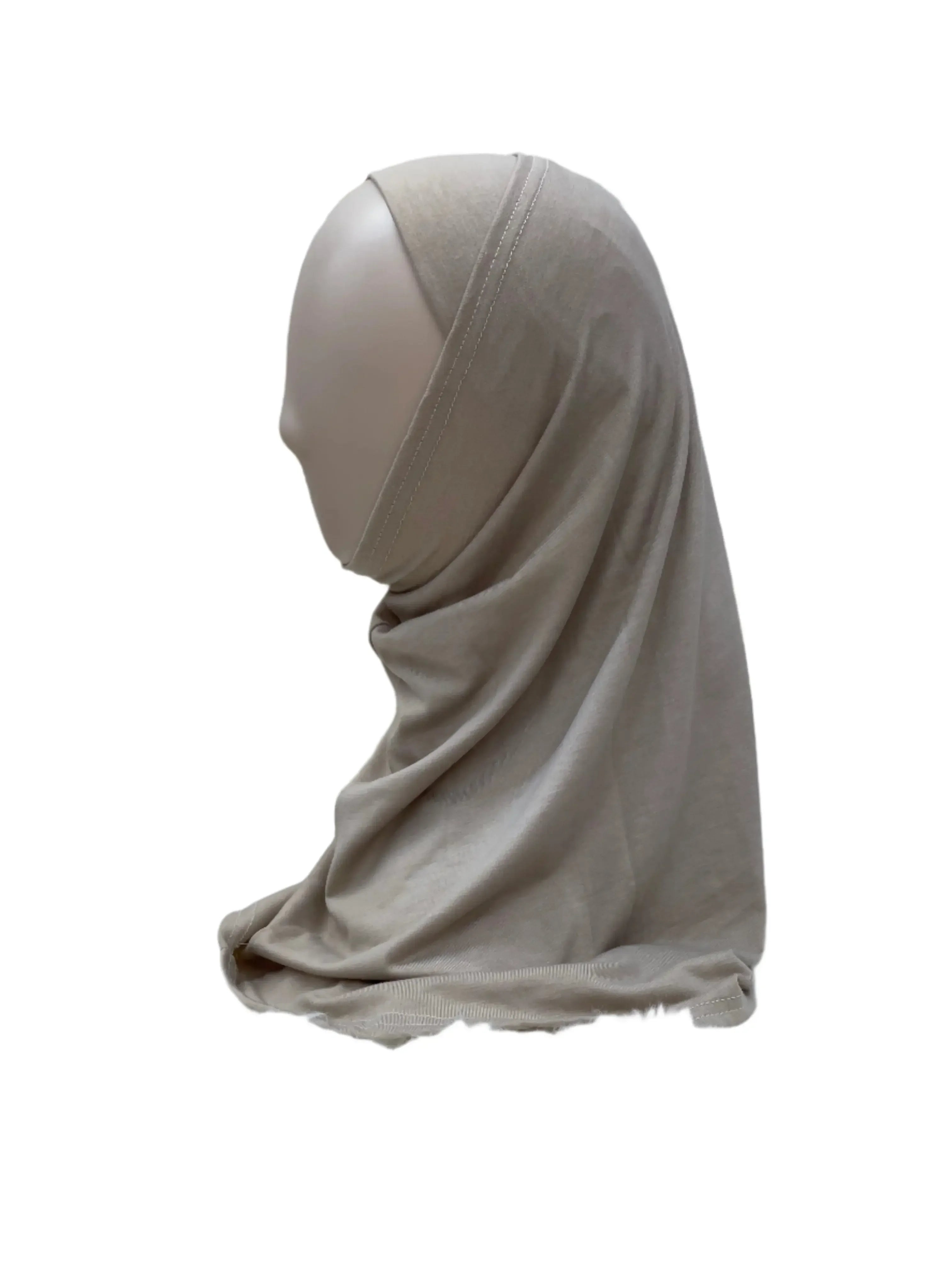 Palestinian Elegance beige cotton hijab for women displayed on mannequin side view