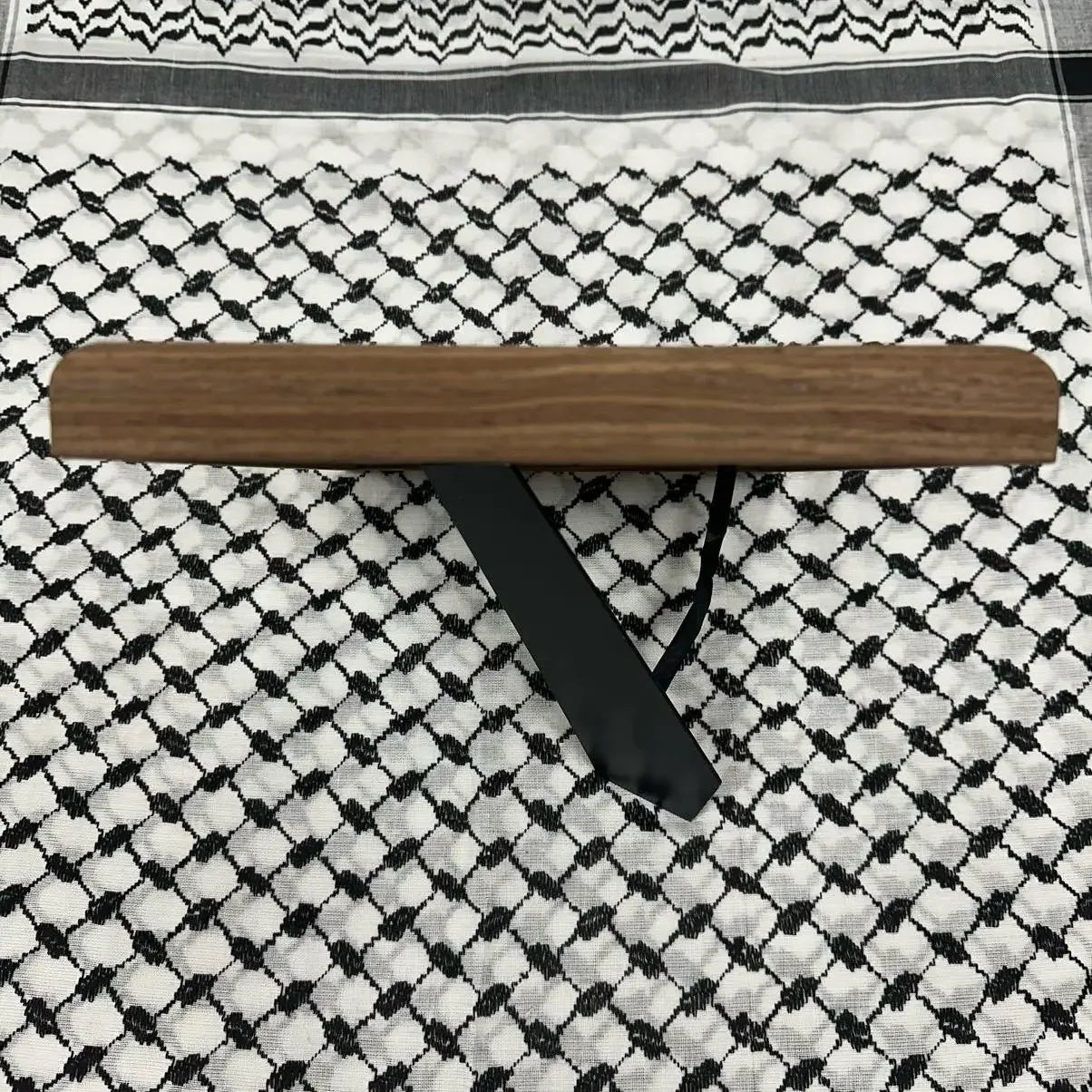 Palestinian embroidered wall art wood and metal decorative accessory on traditional fabric