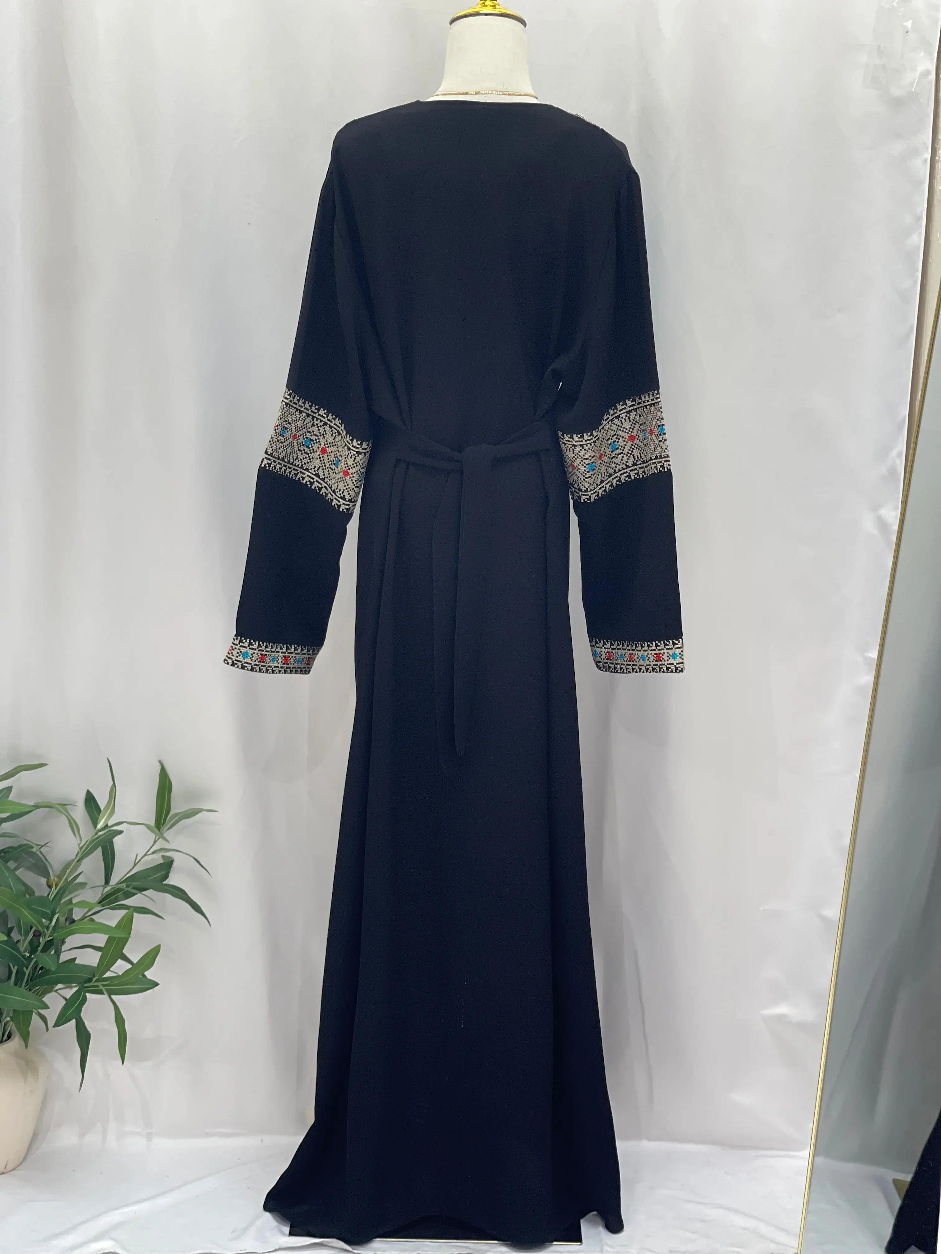 Palestinian Elegance Embroidered Abaya Dress with Traditional Design Palestinian Elegance
