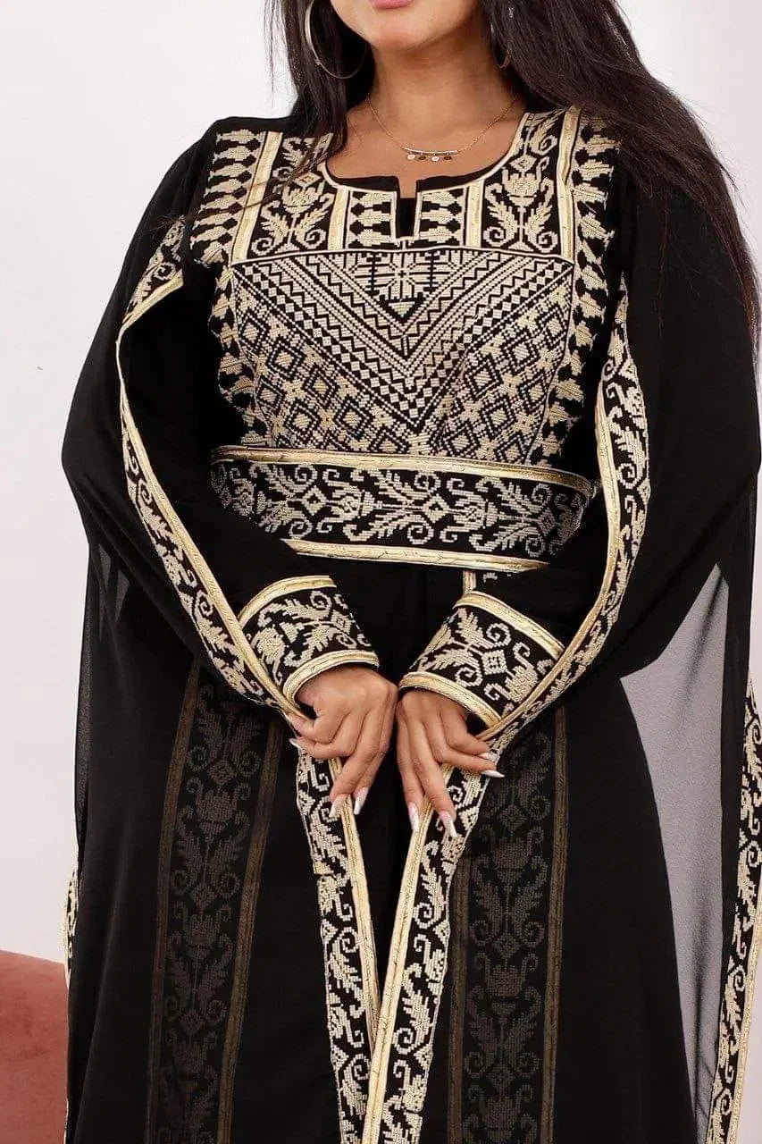 Long Sleeves Embroidery Abaya - Palestinian Elegance