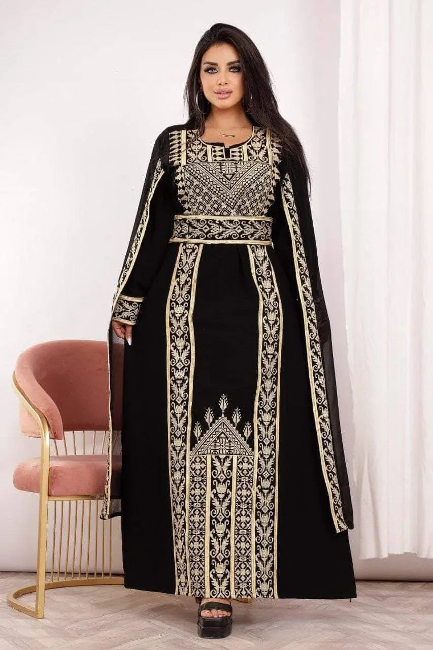 Long Sleeves Embroidery Abaya - Palestinian Elegance