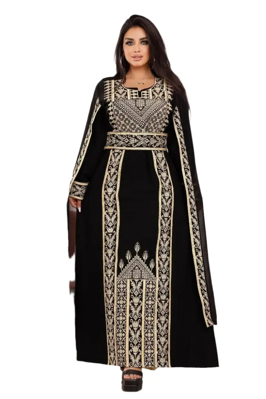 Long Sleeves Embroidery Abaya - Palestinian Elegance