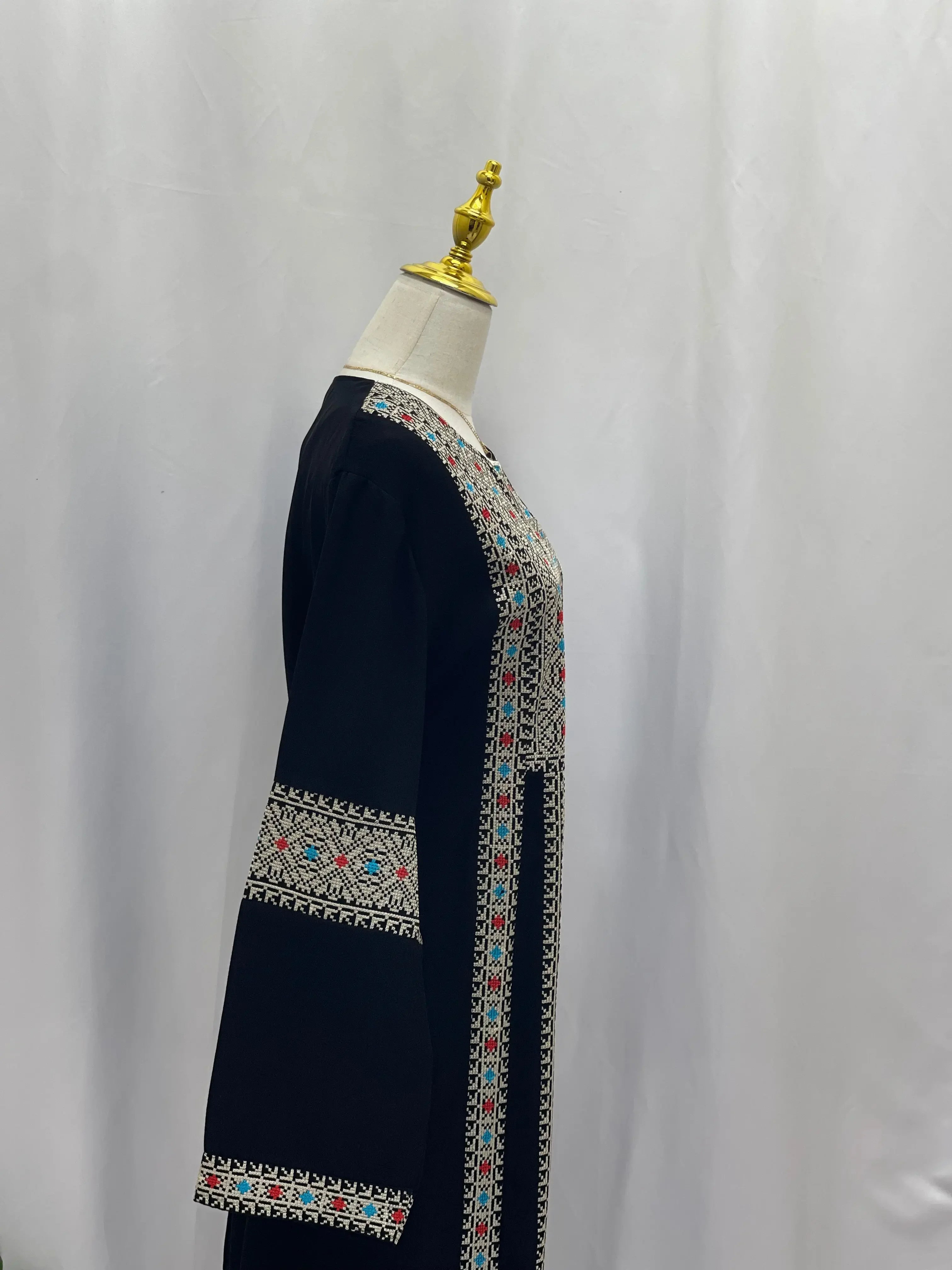 Palestinian Elegance Embroidered Abaya Dress with Traditional Design Palestinian Elegance