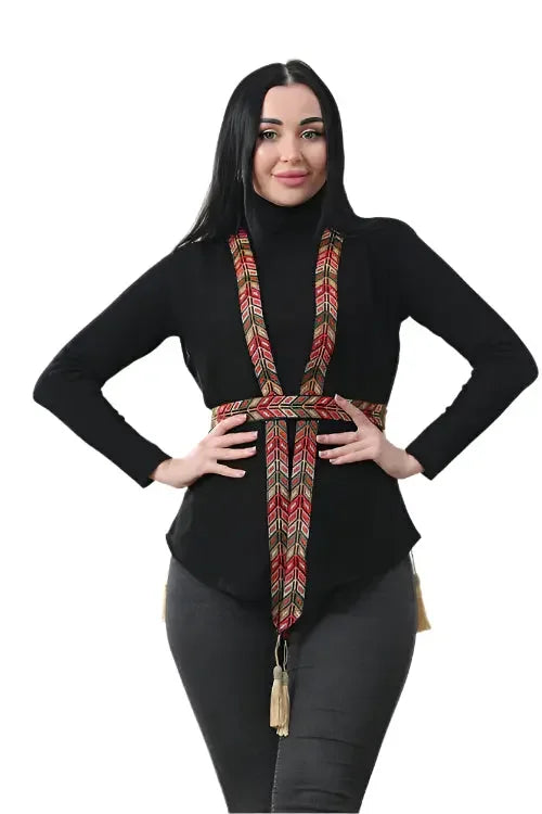 Colorful Sophistication: Embroidered Chiffon Layer Palestinian Elegance