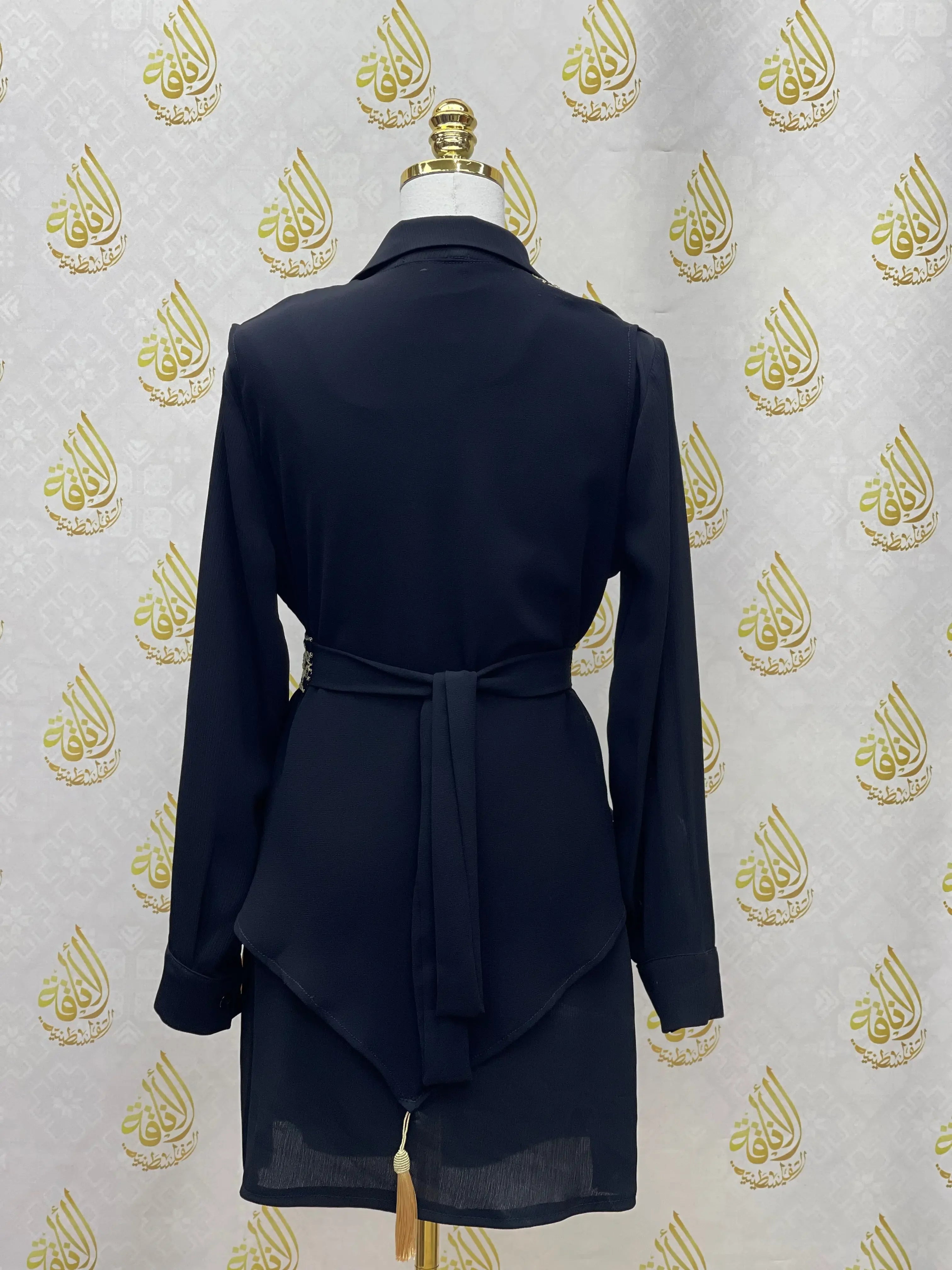 Timeless Charm: Embroidered Chiffon Vest with Tassel Details Palestinian Elegance