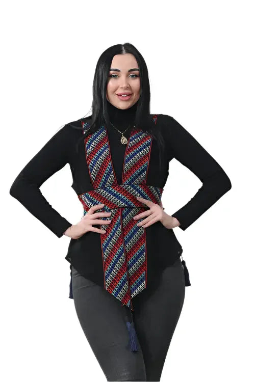 Chic and Colorful: Embroidered Chiffon Vest for Every Occasion Palestinian Elegance