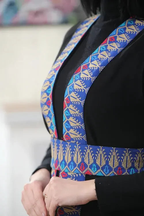Dynamic Style: Colorful Chiffon Vest with Embroidery Palestinian Elegance