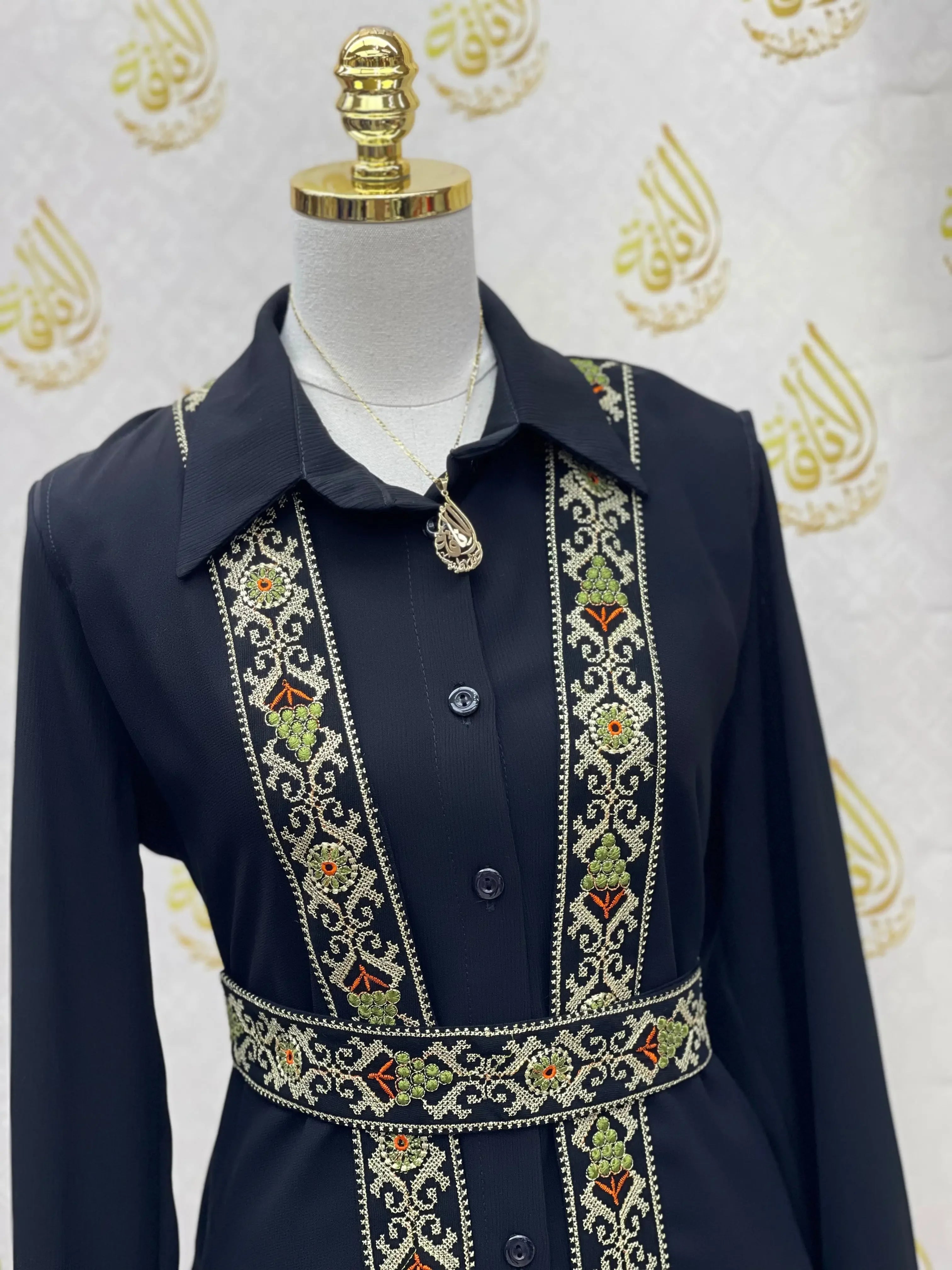 Timeless Charm: Embroidered Chiffon Vest with Tassel Details Palestinian Elegance