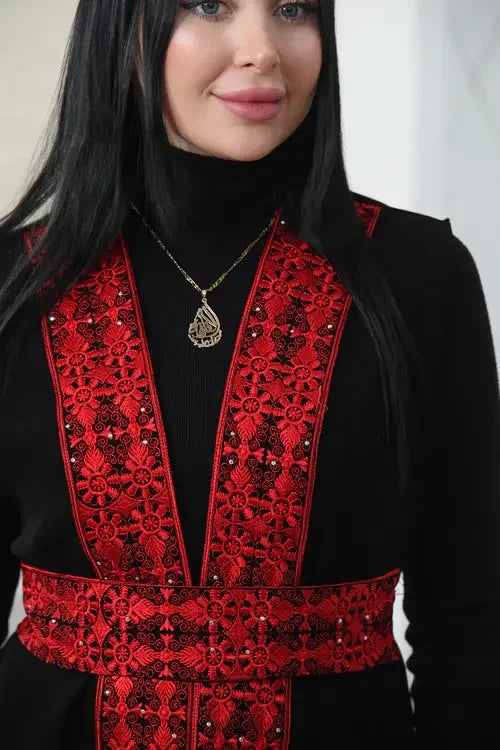 Chiffon Colorful Embroidered Vest - Vibrant & Stylish Layer Palestinian Elegance