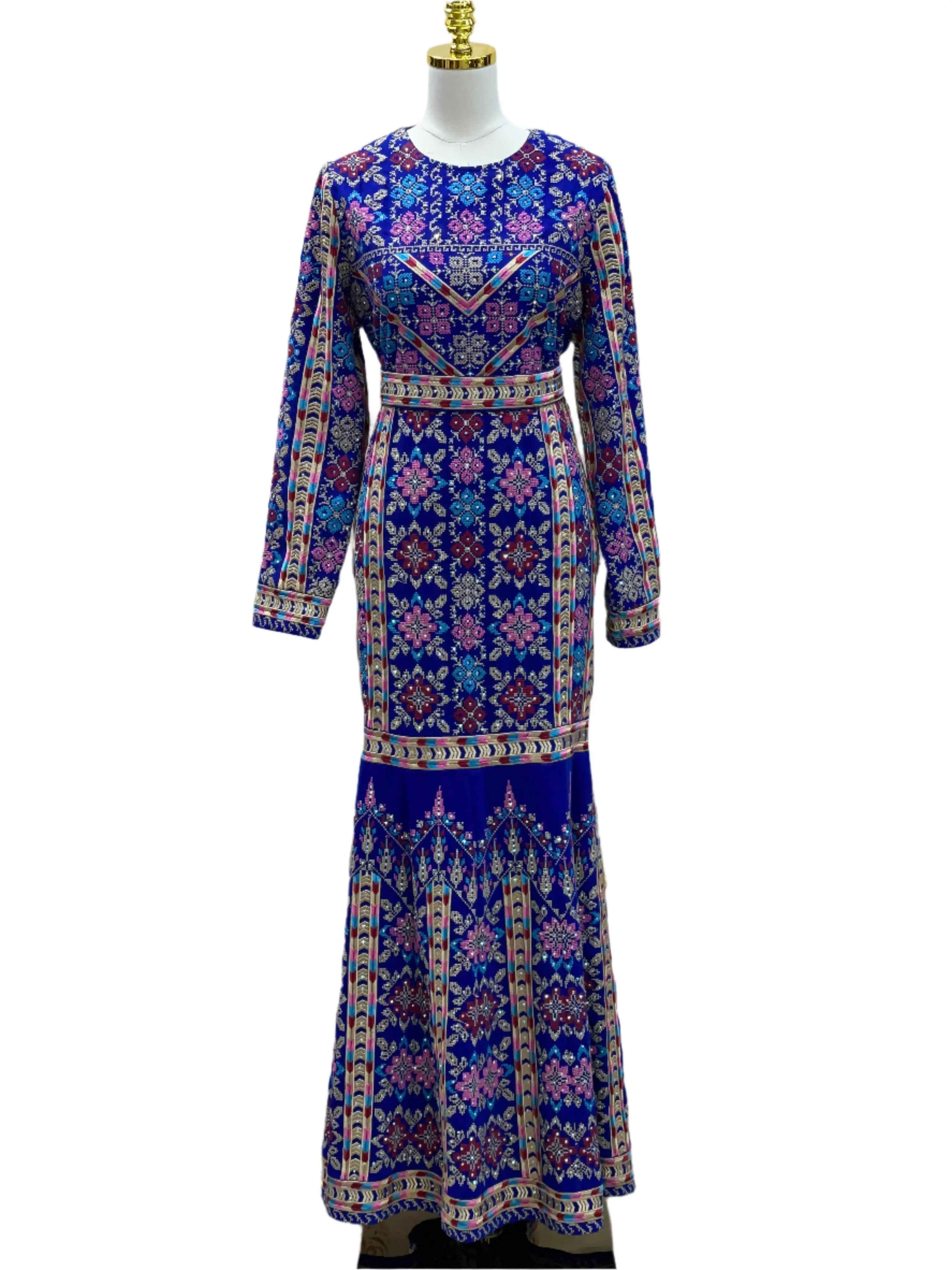 Embroidered Mermaid Thoub Dress For Women - Palestinian Elegance