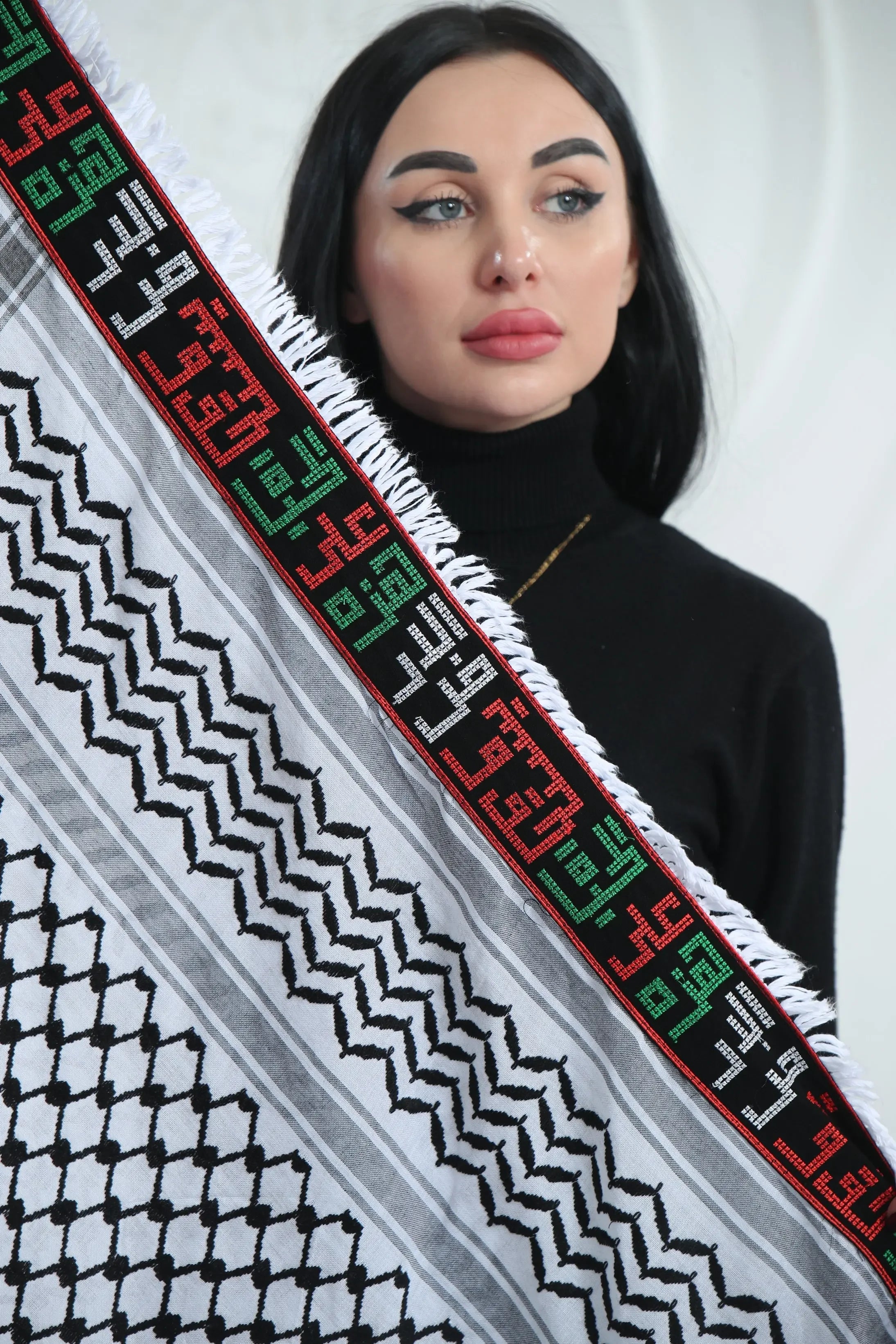 Cultural Elegance: On This Earth Embroidered Kuffia Palestinian Elegance