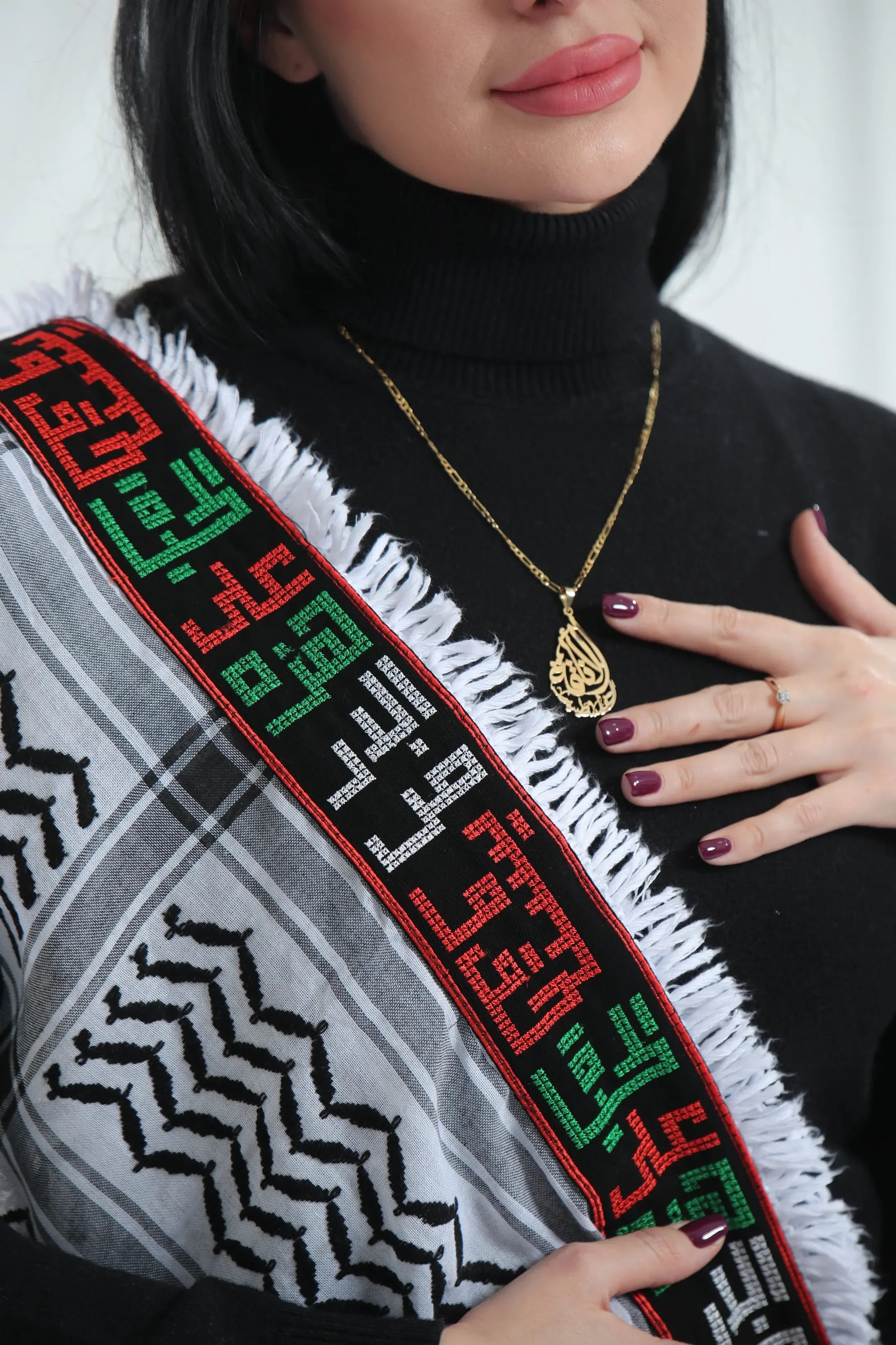 Cultural Elegance: On This Earth Embroidered Kuffia Palestinian Elegance