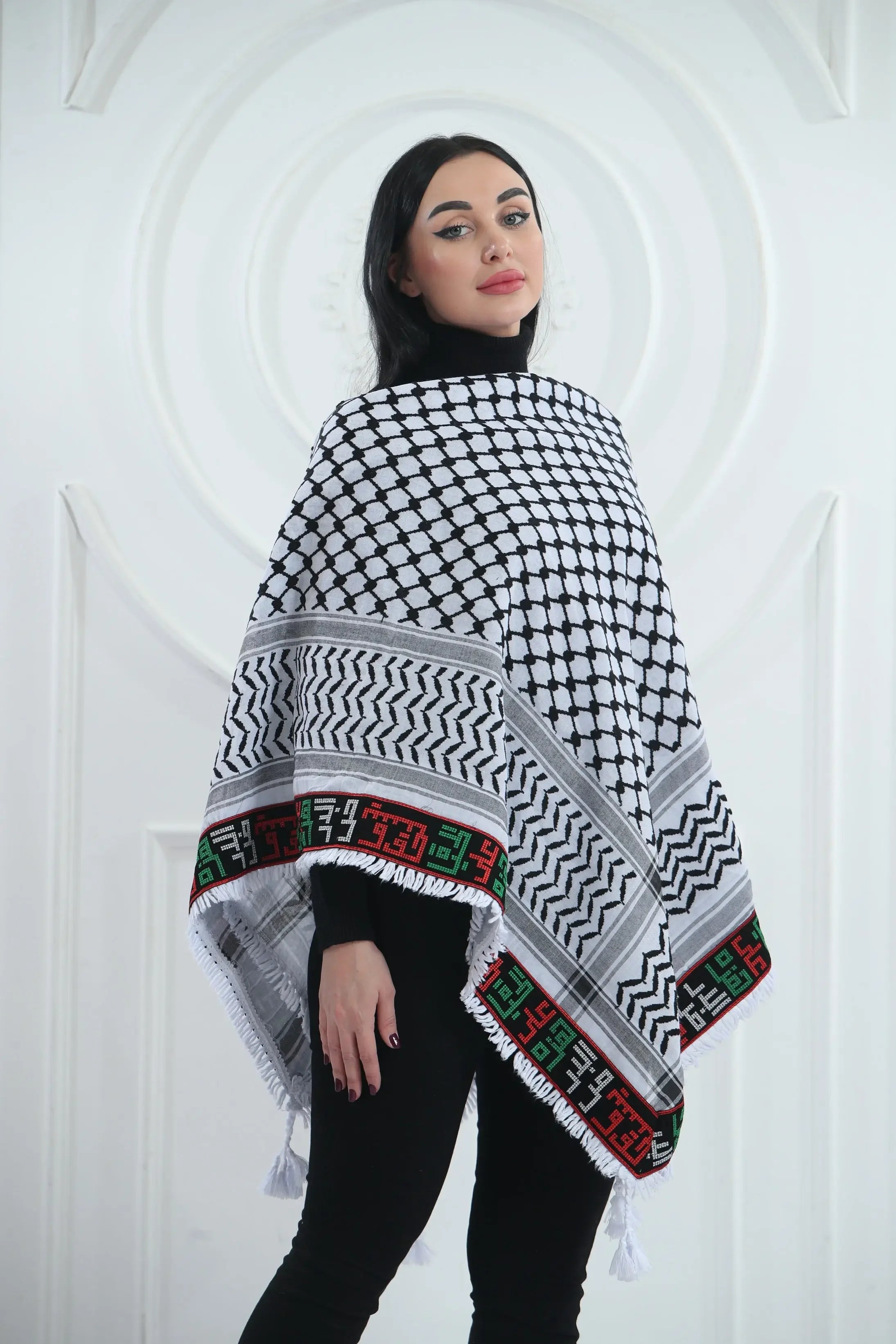 Cultural Elegance: On This Earth Embroidered Kuffia Palestinian Elegance