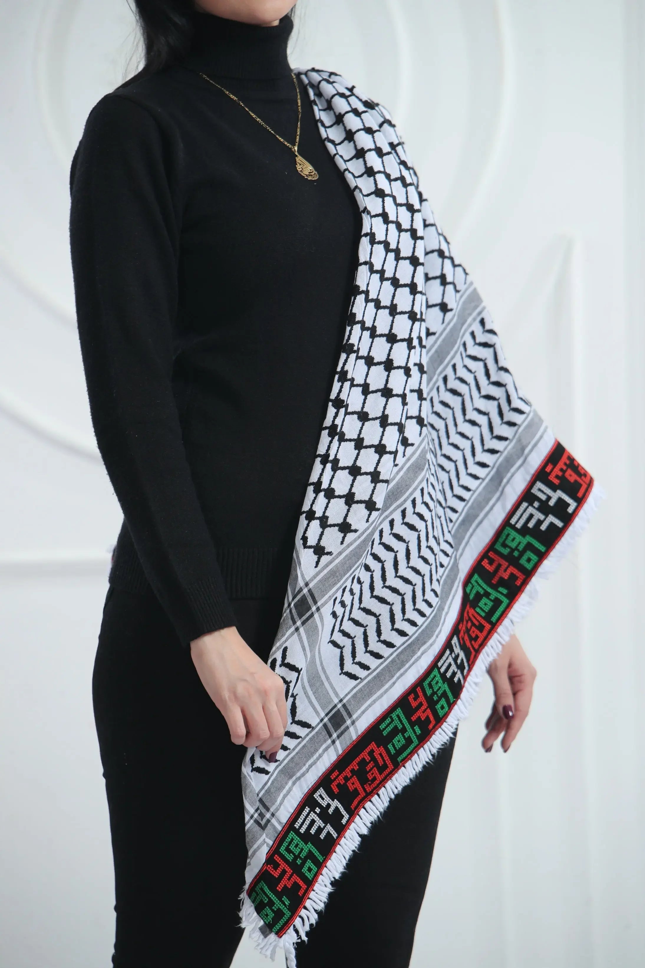 Cultural Elegance: On This Earth Embroidered Kuffia Palestinian Elegance