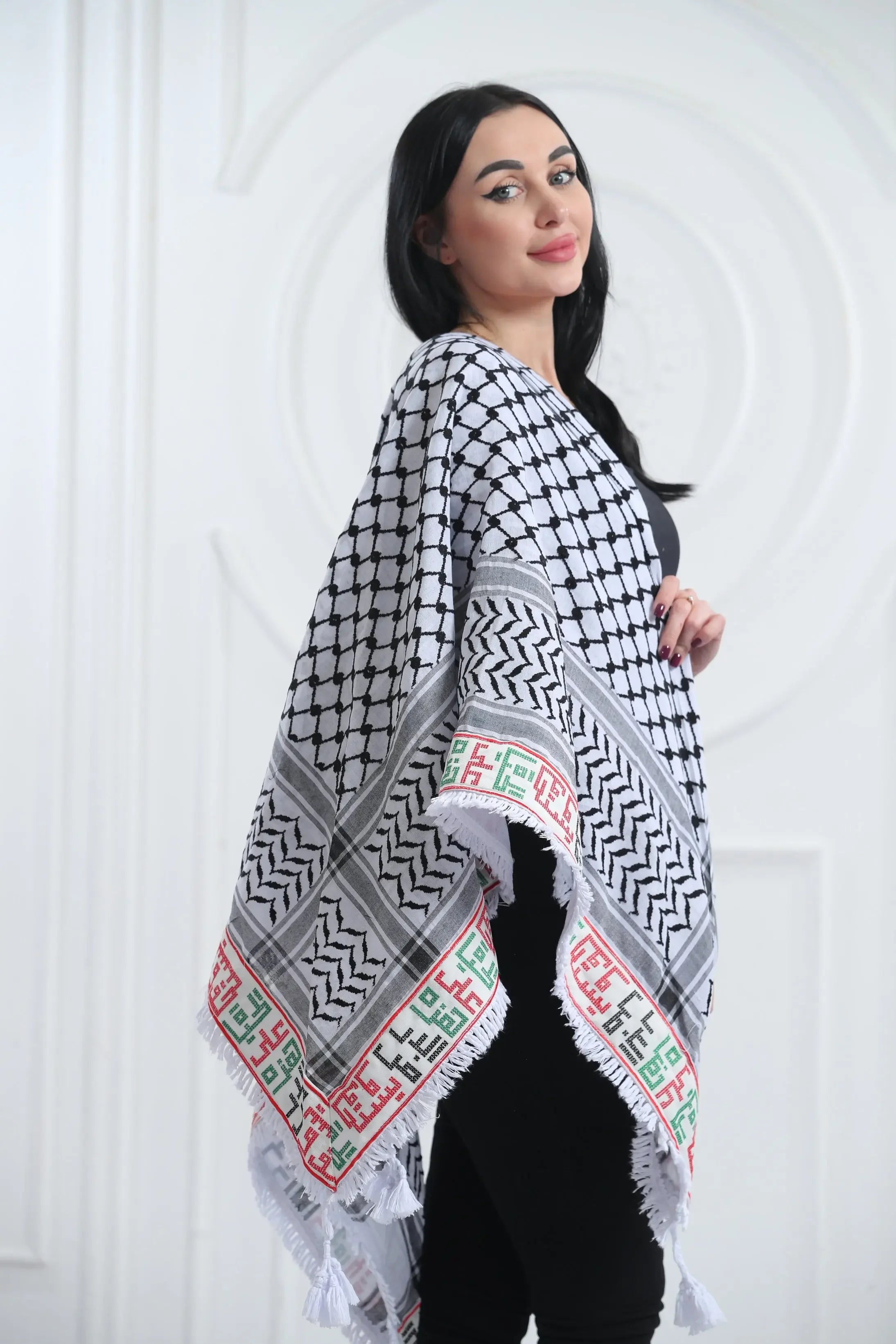 Cultural Elegance: On This Earth Embroidered Kuffia Palestinian Elegance