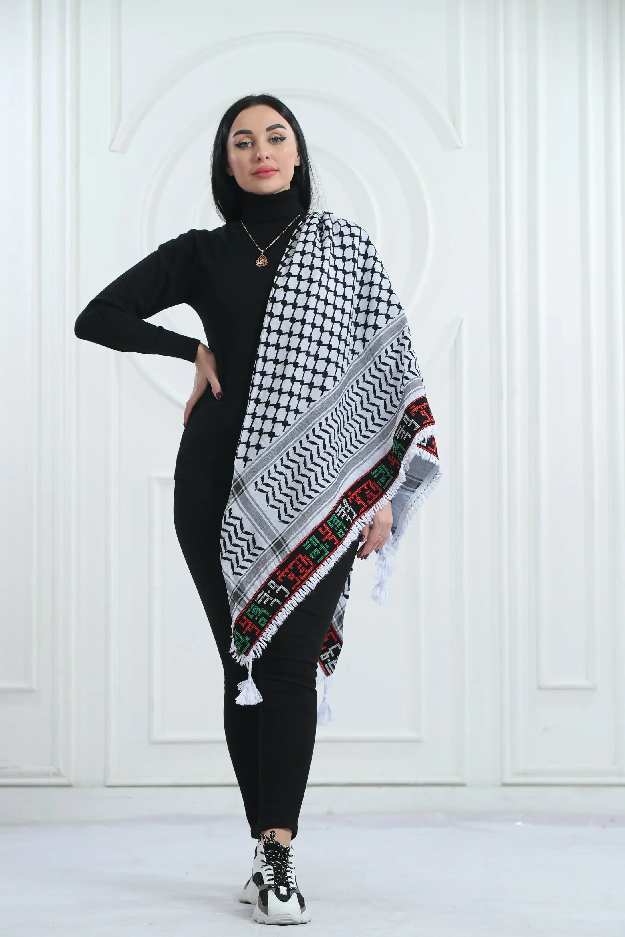 Cultural Elegance: On This Earth Embroidered Kuffia Palestinian Elegance