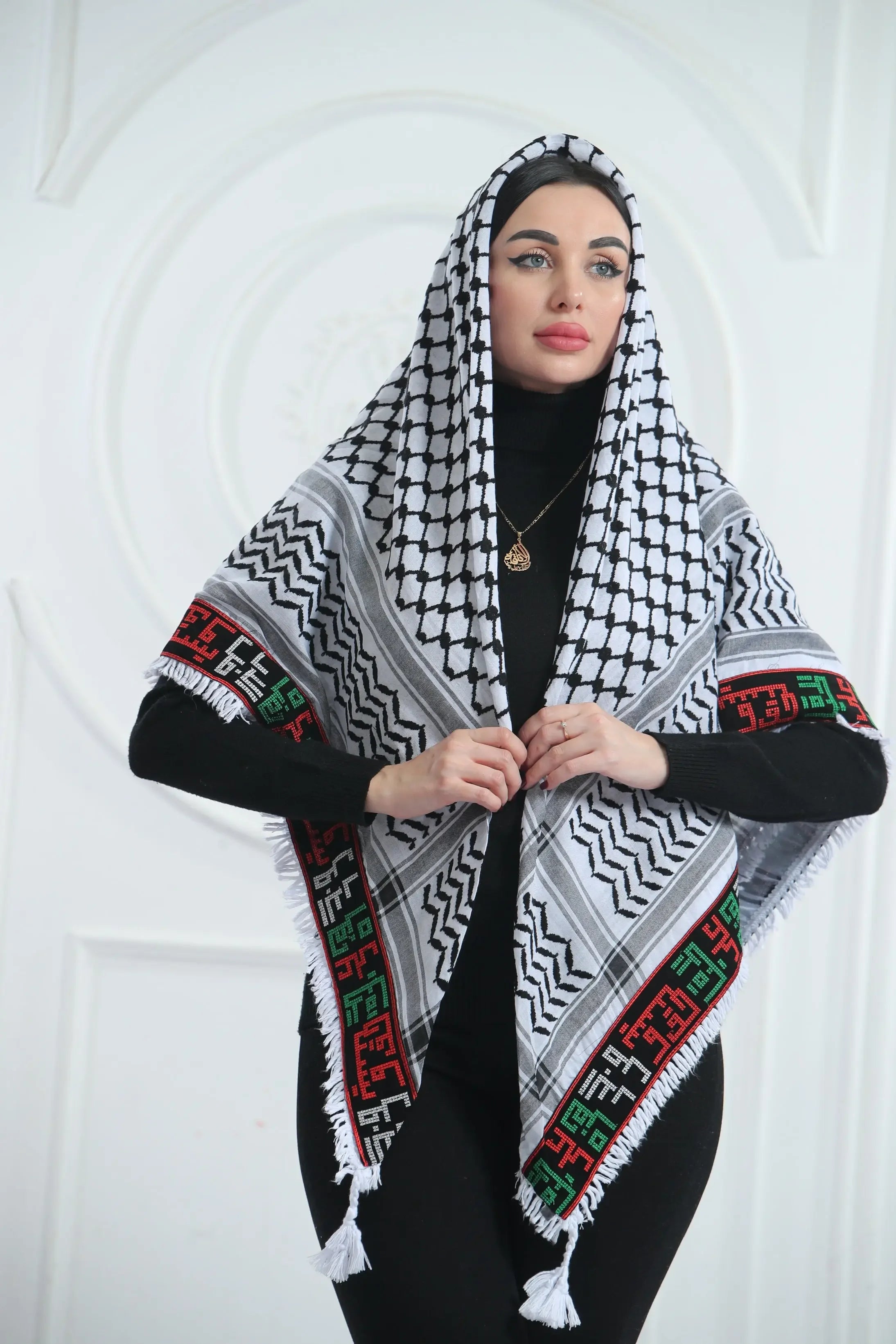 Cultural Elegance: On This Earth Embroidered Kuffia Palestinian Elegance