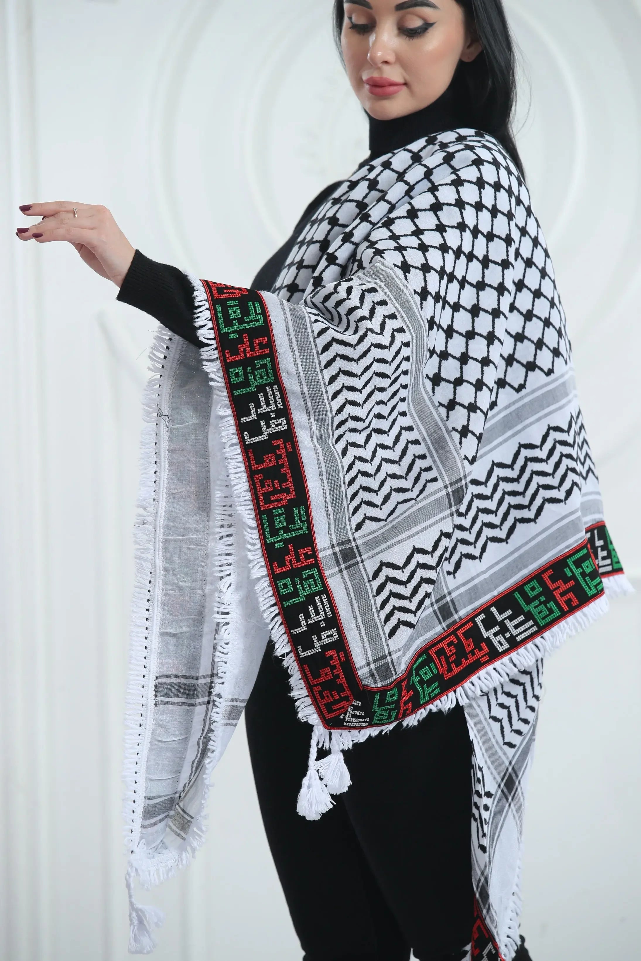 Cultural Elegance: On This Earth Embroidered Kuffia Palestinian Elegance
