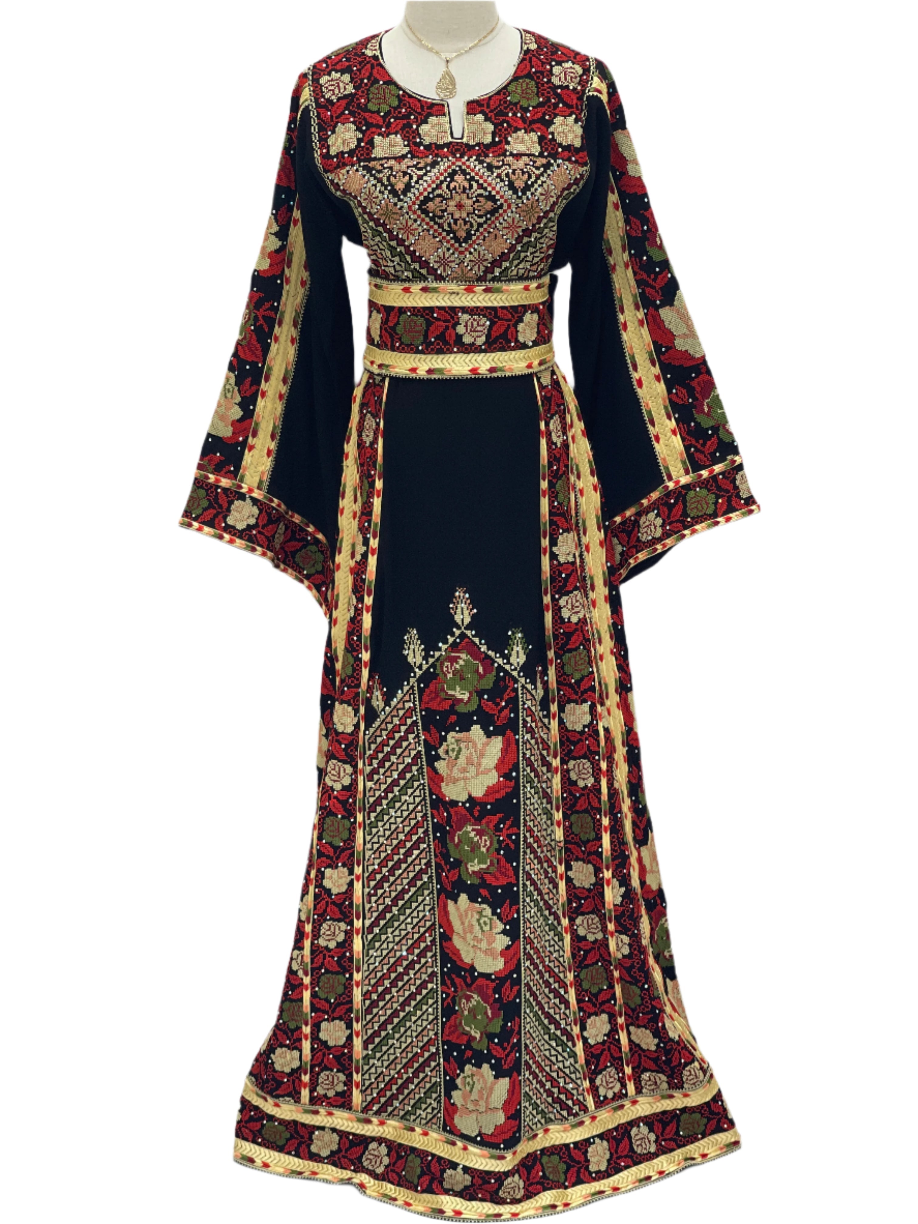 Embroidered Flowers Thoub: A Bloom of Elegance Palestinian Elegance