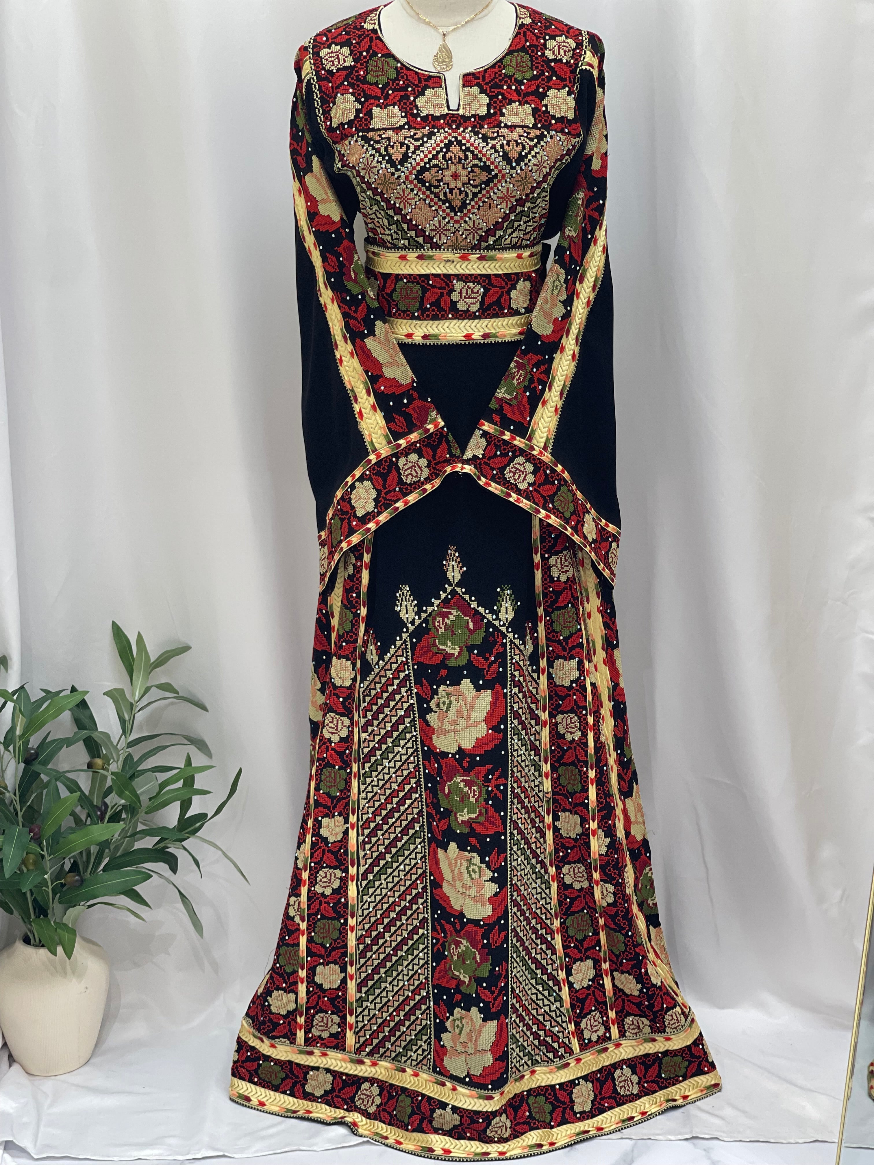 Embroidered Flowers Thoub: A Bloom of Elegance Palestinian Elegance