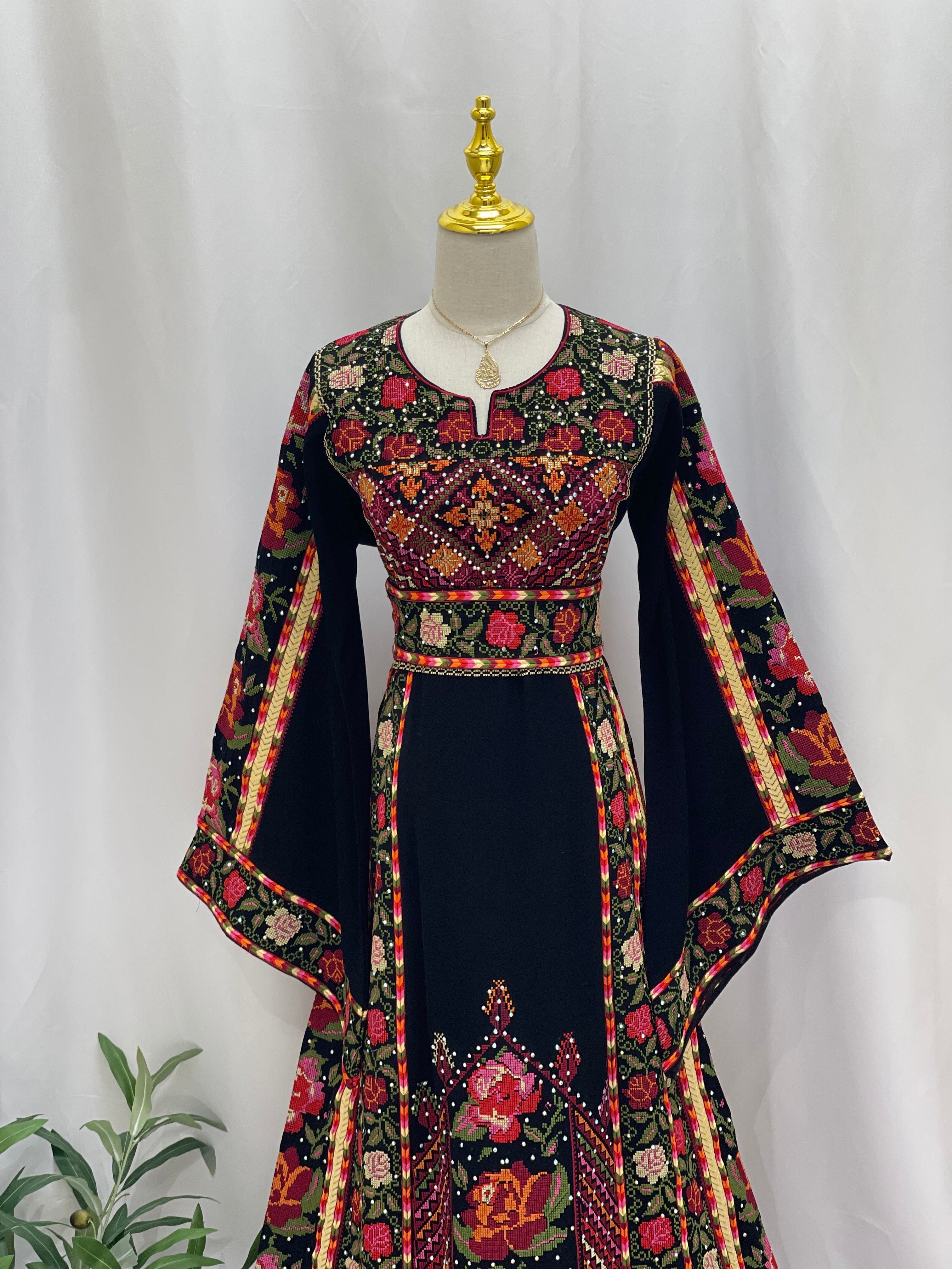Embroidered Flowers Thoub: A Bloom of Elegance Palestinian Elegance