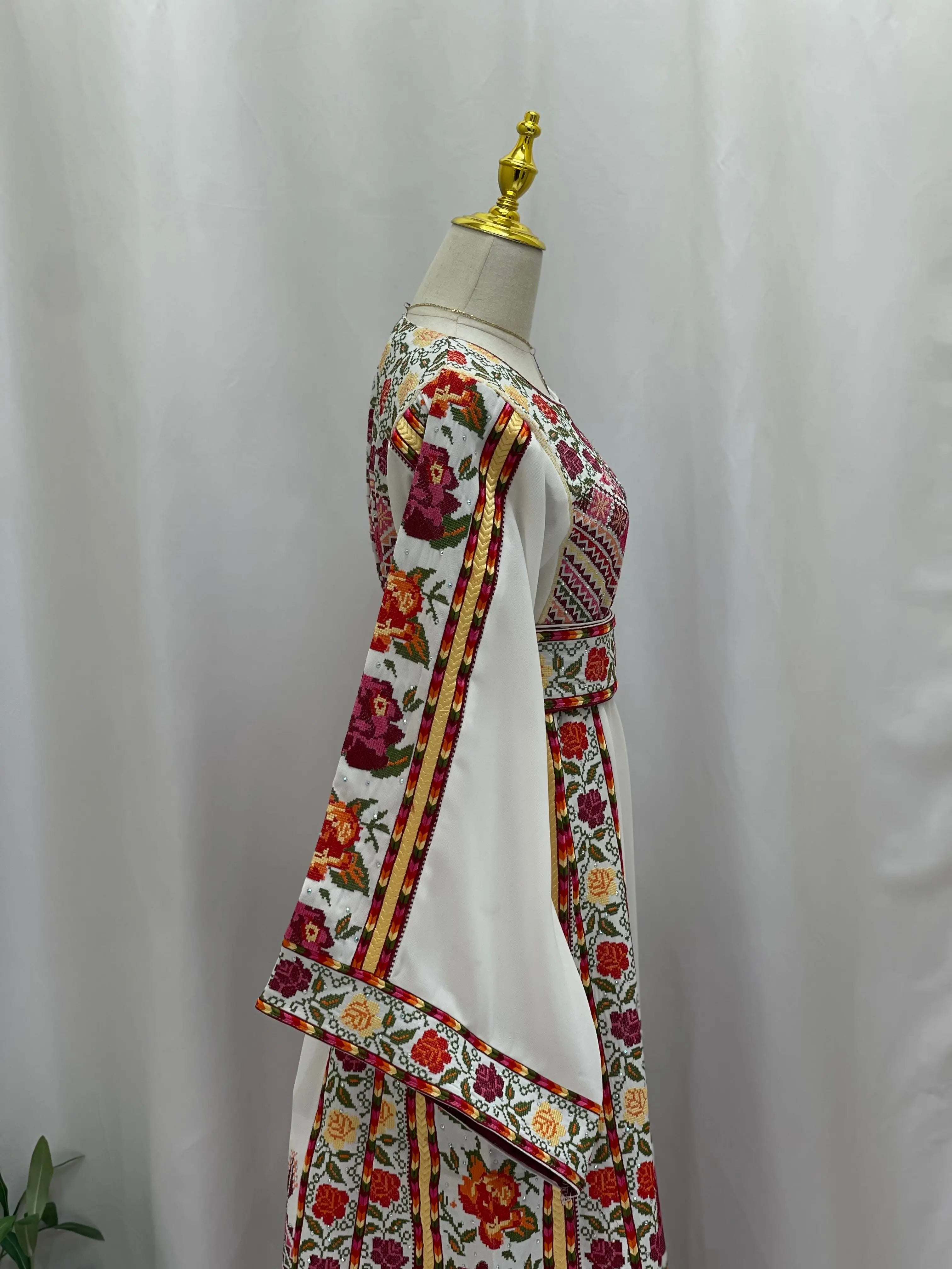 Embroidered Roses Thoub - Elegant Floral Design for Modern Style Palestinian Elegance