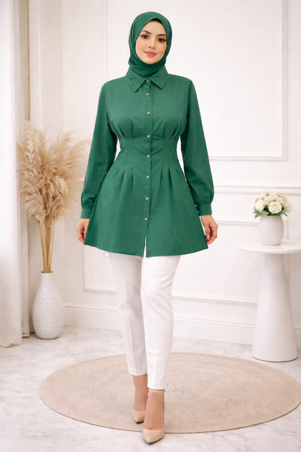 Opulence Pleated Shirt Dress