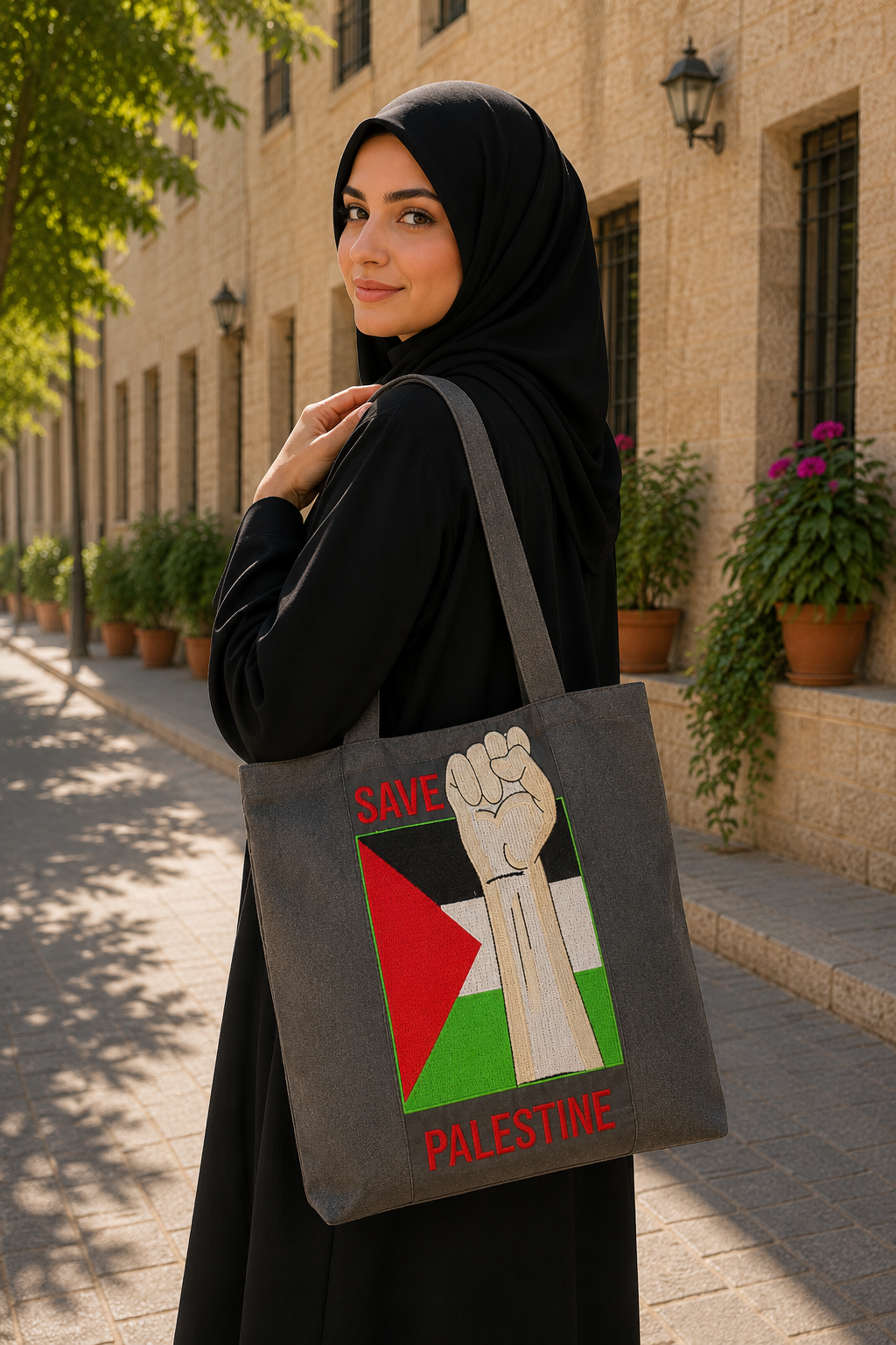 Save Palestine Tote Bag - Symbol of Resilience in Two Colorways | 40 cm Length