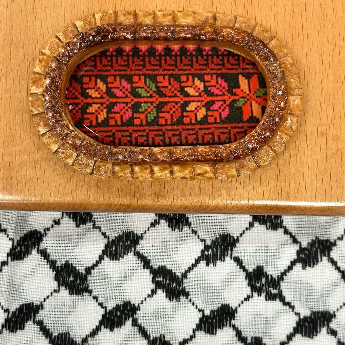 Handmade Wooden Frame Palestine Map with Tatreez Pendant: Love, Solidarity, and Enchanting Beauty Palestinian Elegance