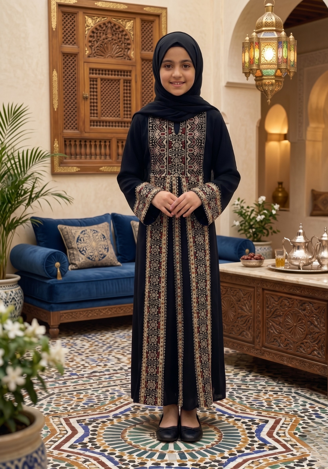 Girls Embroidered Abaya