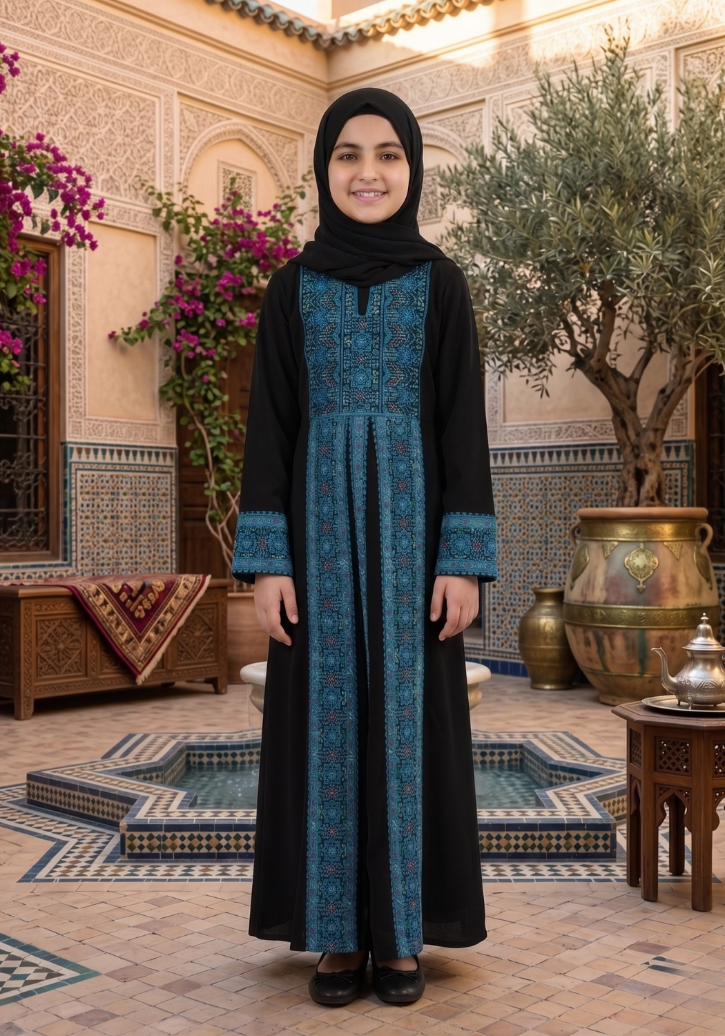 Girls Embroidered Abaya