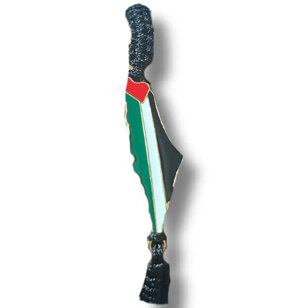 Handcrafted Palestine bracelet featuring the Palestinian flag colors with black adjustable cord