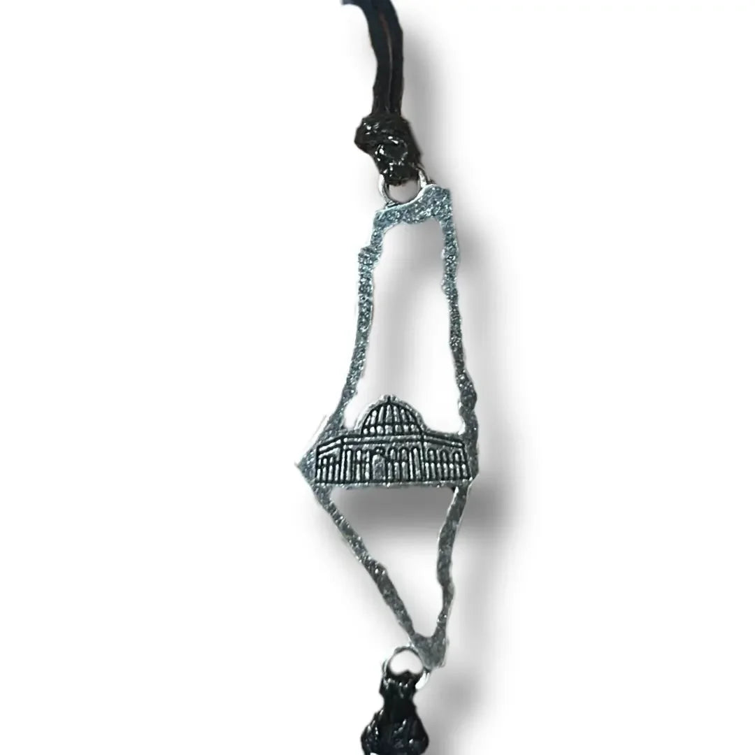 Handcrafted Palestine bracelet featuring a detailed map and Dome of the Rock charm