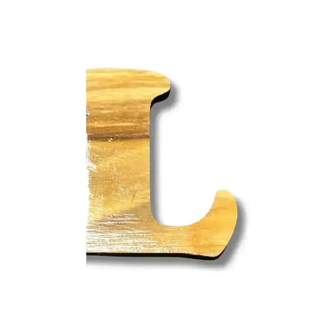 Handmade Arabic love keychain wooden letter L from Palestinian Elegance accessories collection