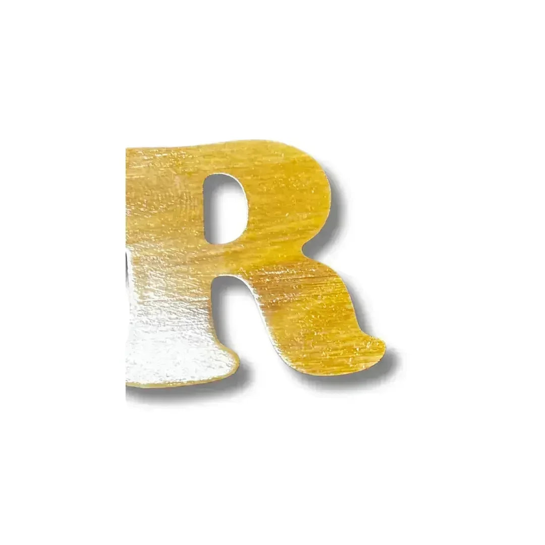 Handmade Arabic keychain wooden letter R accessory by Palestinian Elegance