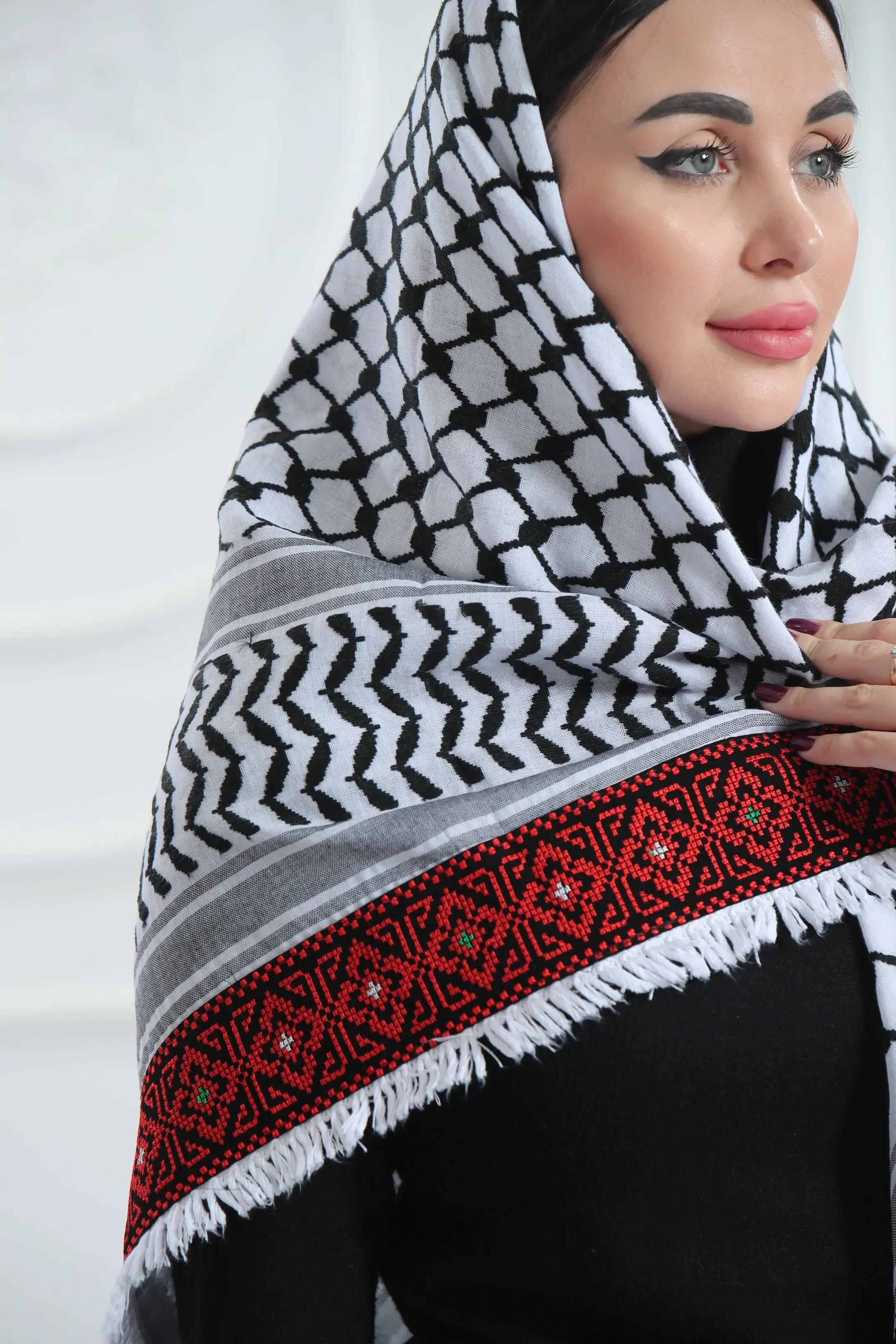 Celebrate Your Roots: Heritage Embroidered Kuffia Palestinian Elegance