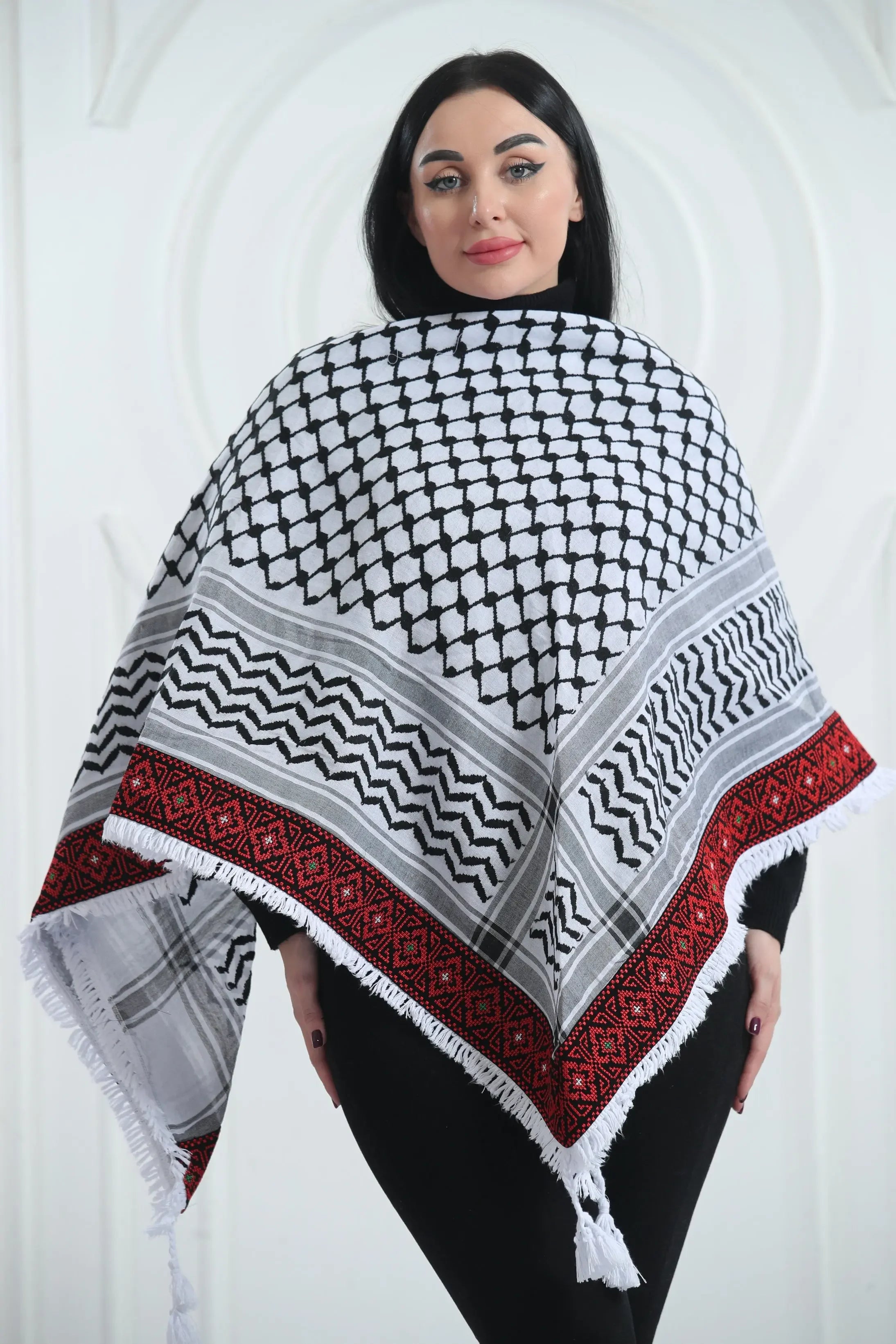 Celebrate Your Roots: Heritage Embroidered Kuffia Palestinian Elegance