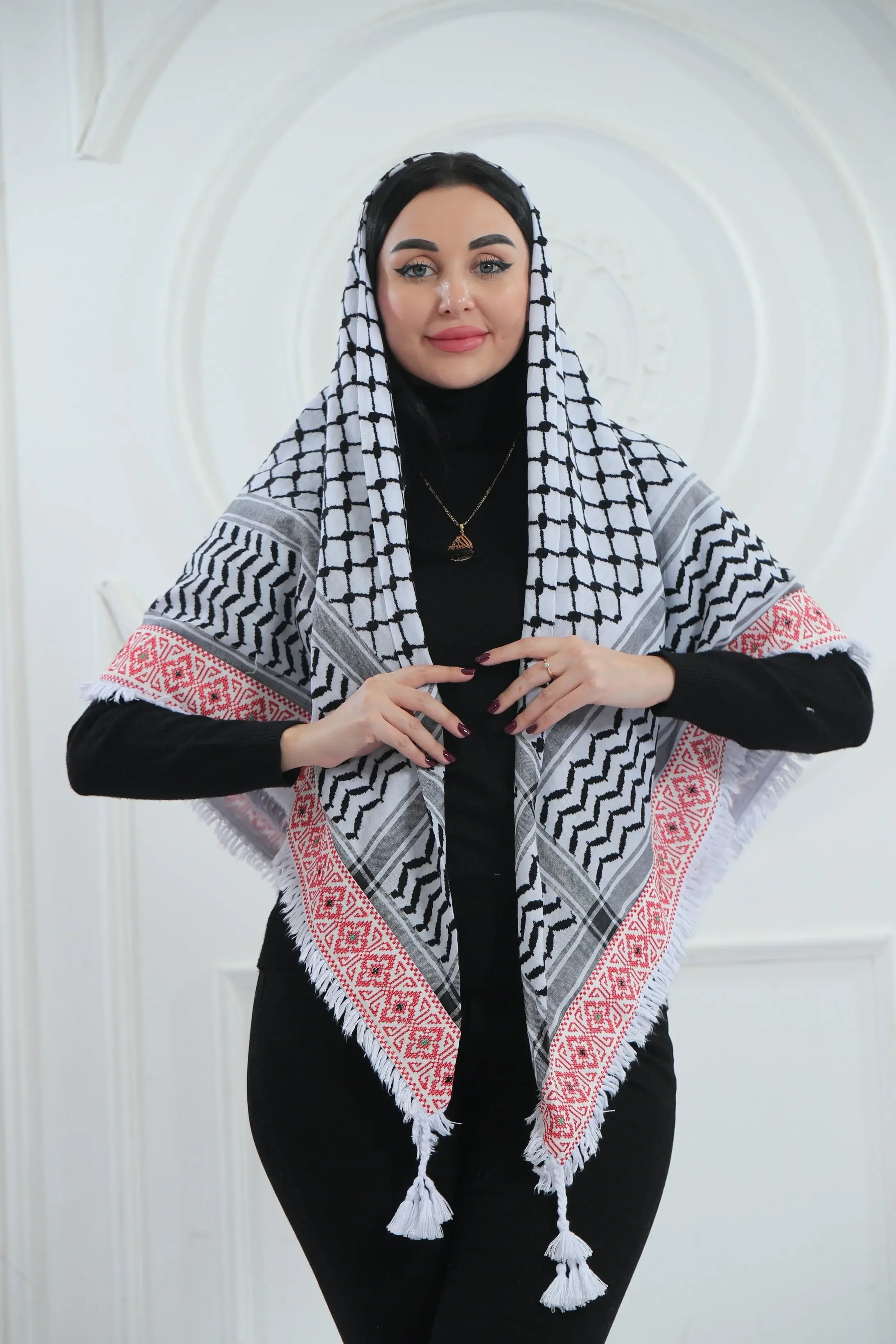 Celebrate Your Roots: Heritage Embroidered Kuffia Palestinian Elegance