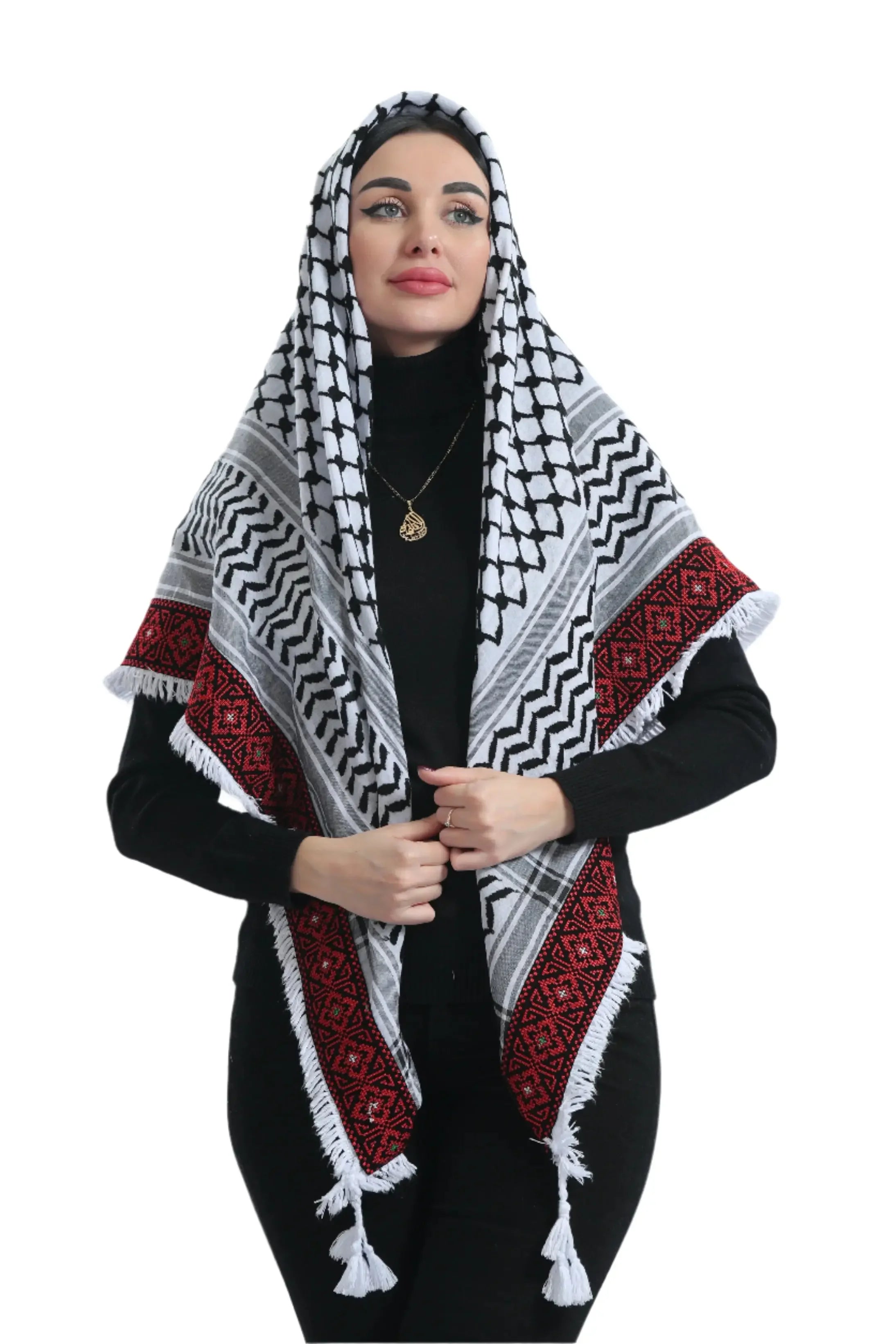 Celebrate Your Roots: Heritage Embroidered Kuffia Palestinian Elegance