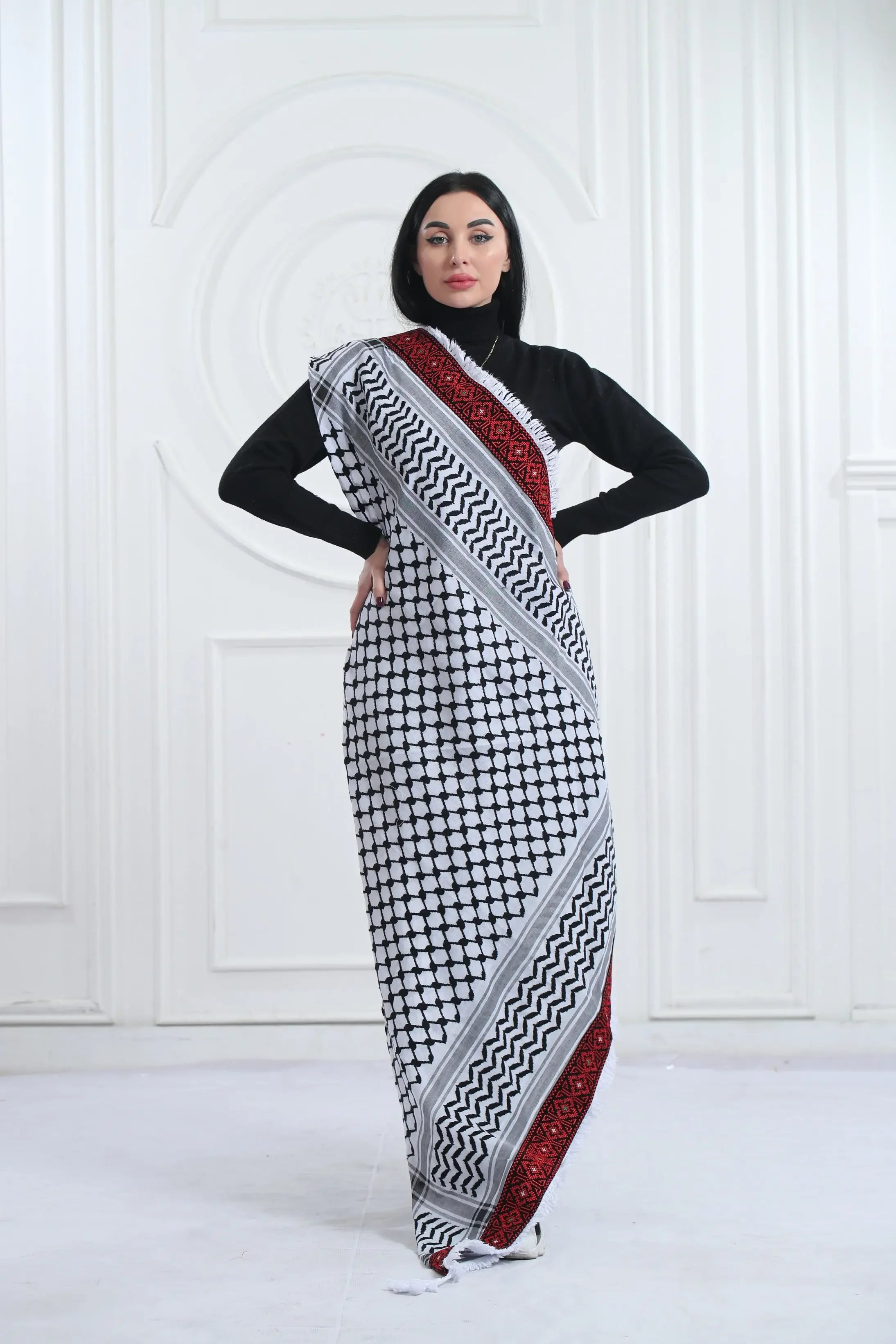 Celebrate Your Roots: Heritage Embroidered Kuffia Palestinian Elegance